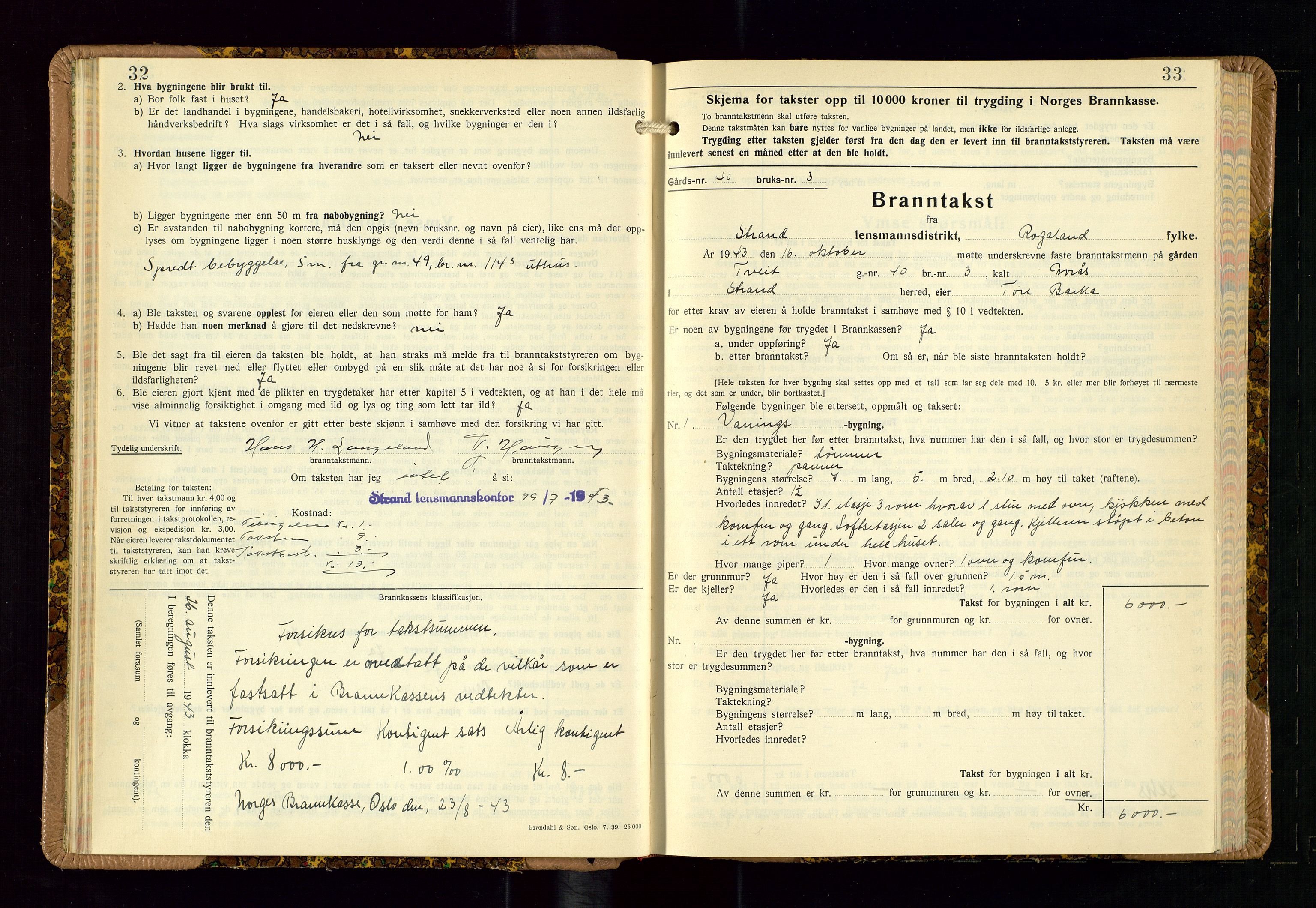 Strand og Forsand lensmannskontor, SAST/A-100451/Gob/L0002: Branntakstprotokoll, 1942-1953, p. 32-33