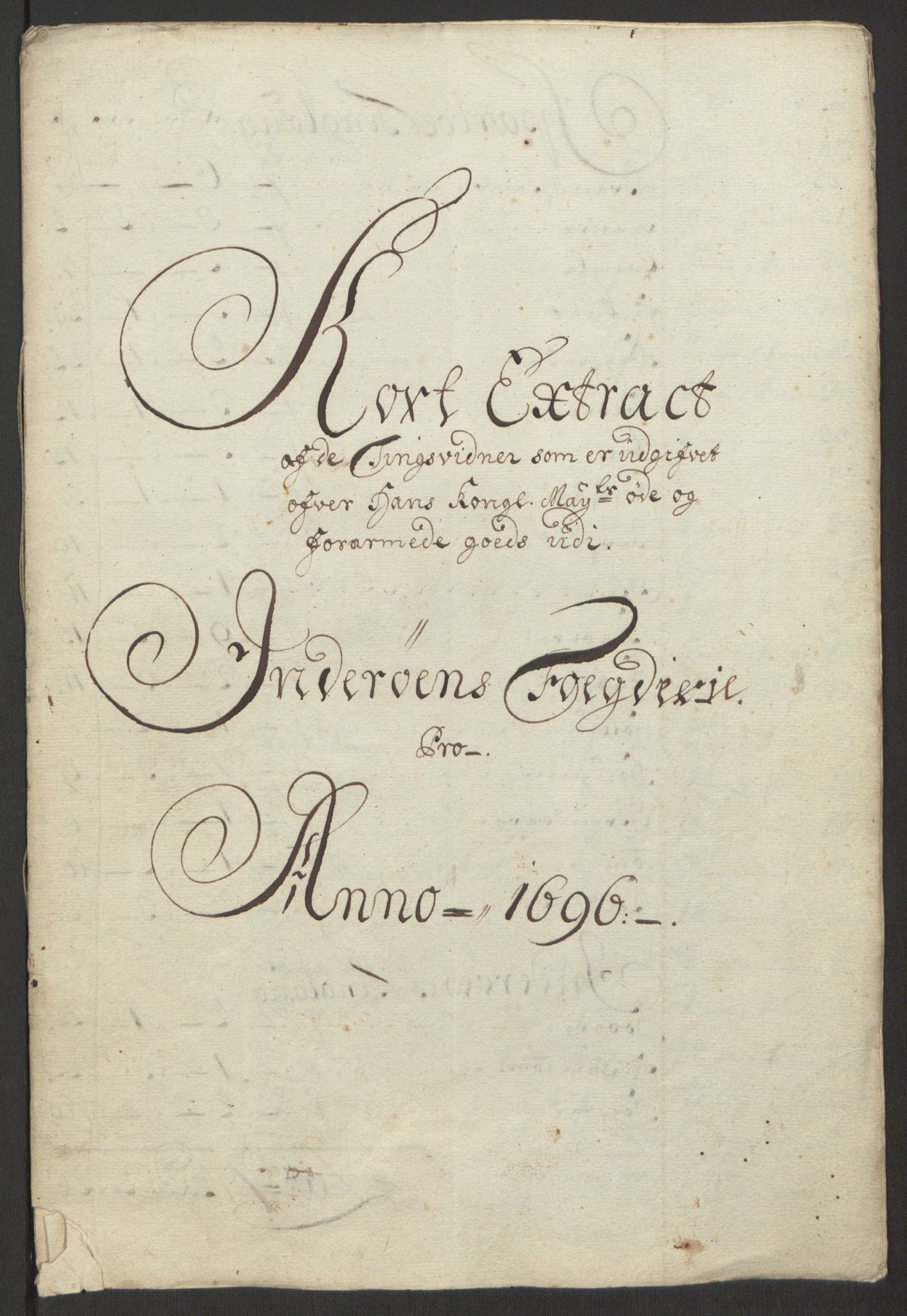 Rentekammeret inntil 1814, Reviderte regnskaper, Fogderegnskap, AV/RA-EA-4092/R63/L4309: Fogderegnskap Inderøy, 1695-1697, p. 327