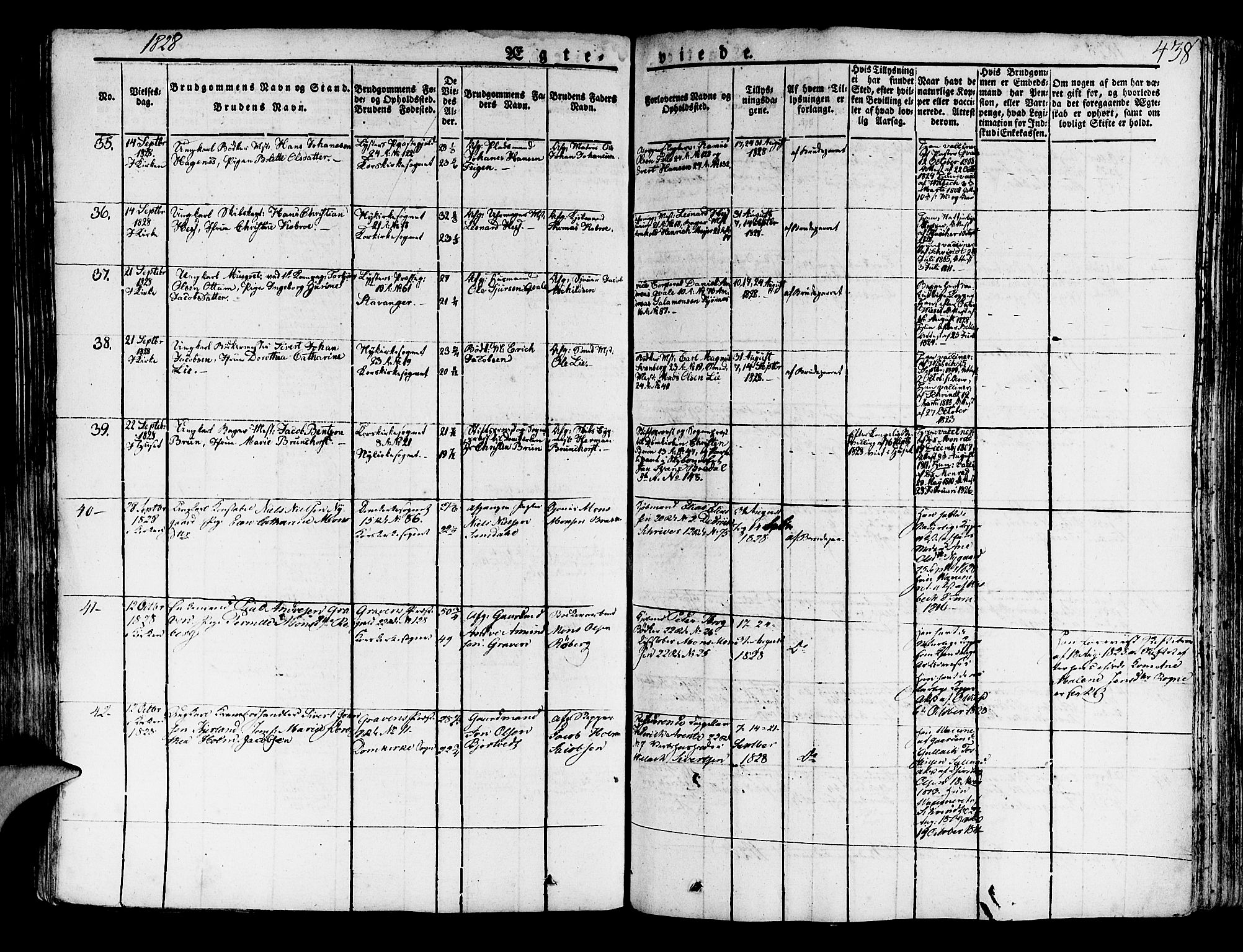 Korskirken sokneprestembete, AV/SAB-A-76101/H/Haa/L0014: Parish register (official) no. A 14, 1823-1835, p. 438