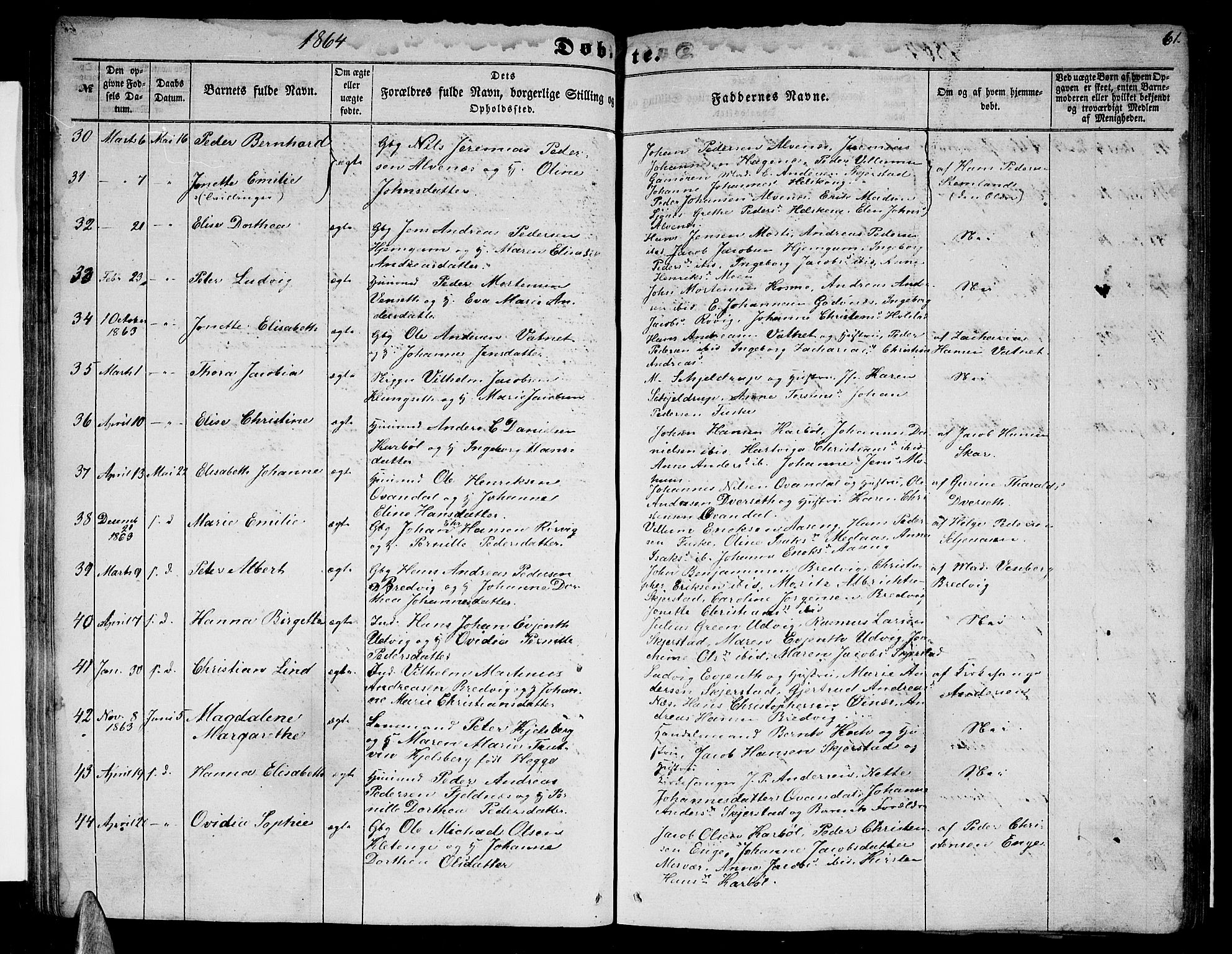 Ministerialprotokoller, klokkerbøker og fødselsregistre - Nordland, SAT/A-1459/852/L0753: Parish register (copy) no. 852C04, 1856-1877, p. 61