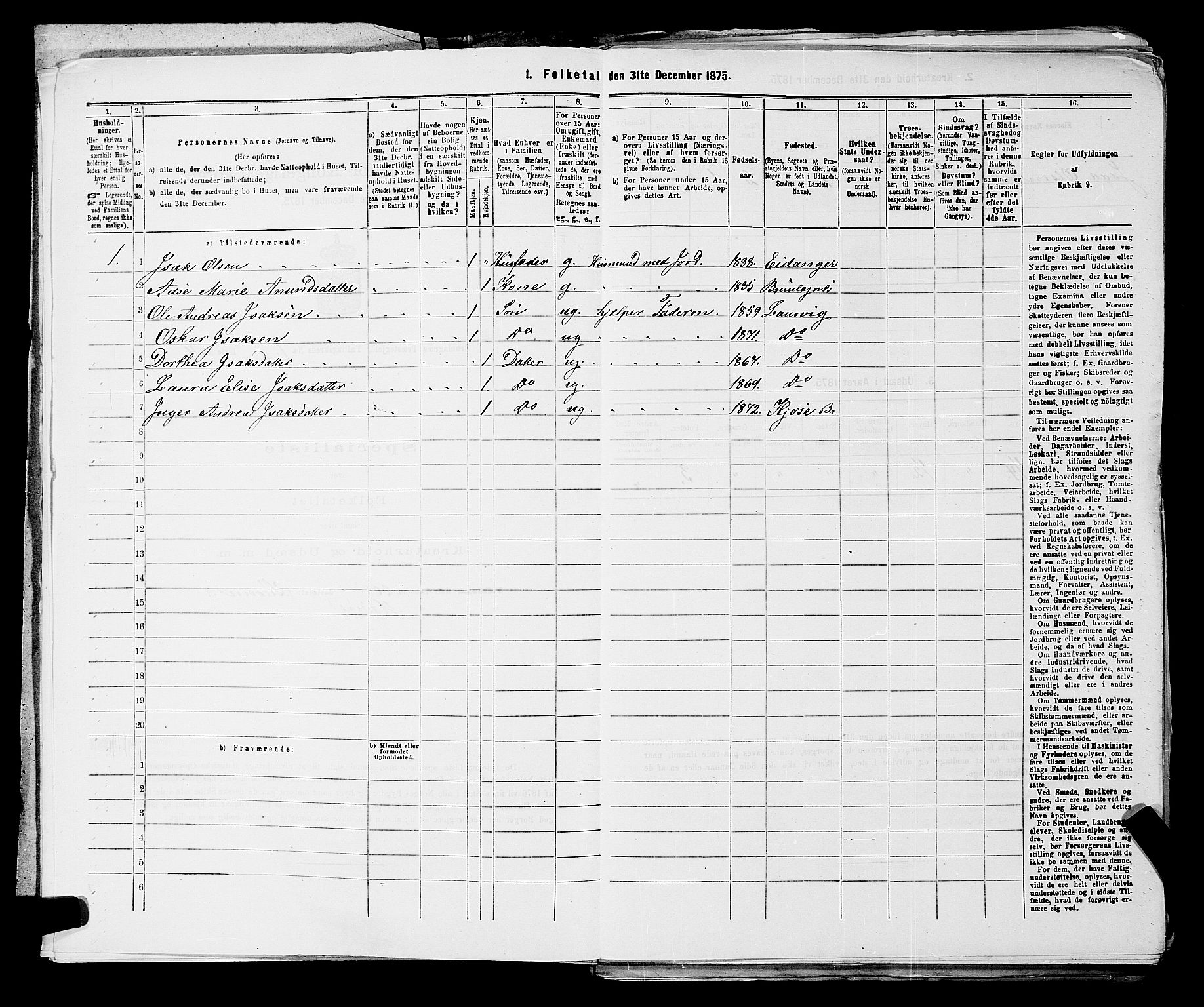 SAKO, 1875 census for 0726P Brunlanes, 1875, p. 70