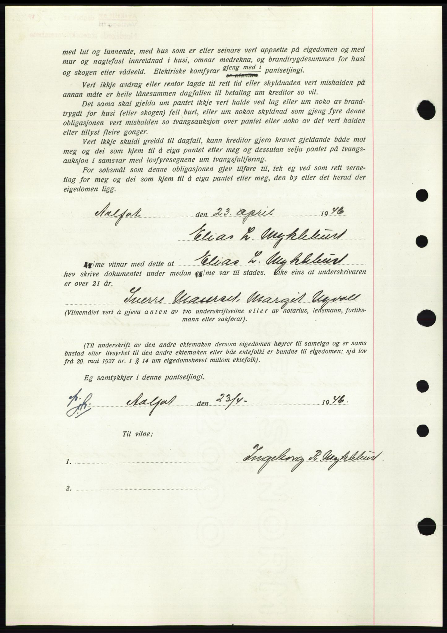 Nordfjord sorenskriveri, AV/SAB-A-2801/02/02b/02bk/L0005: Mortgage book no. B7-8, 1946-1947, Diary no: : 359/1946