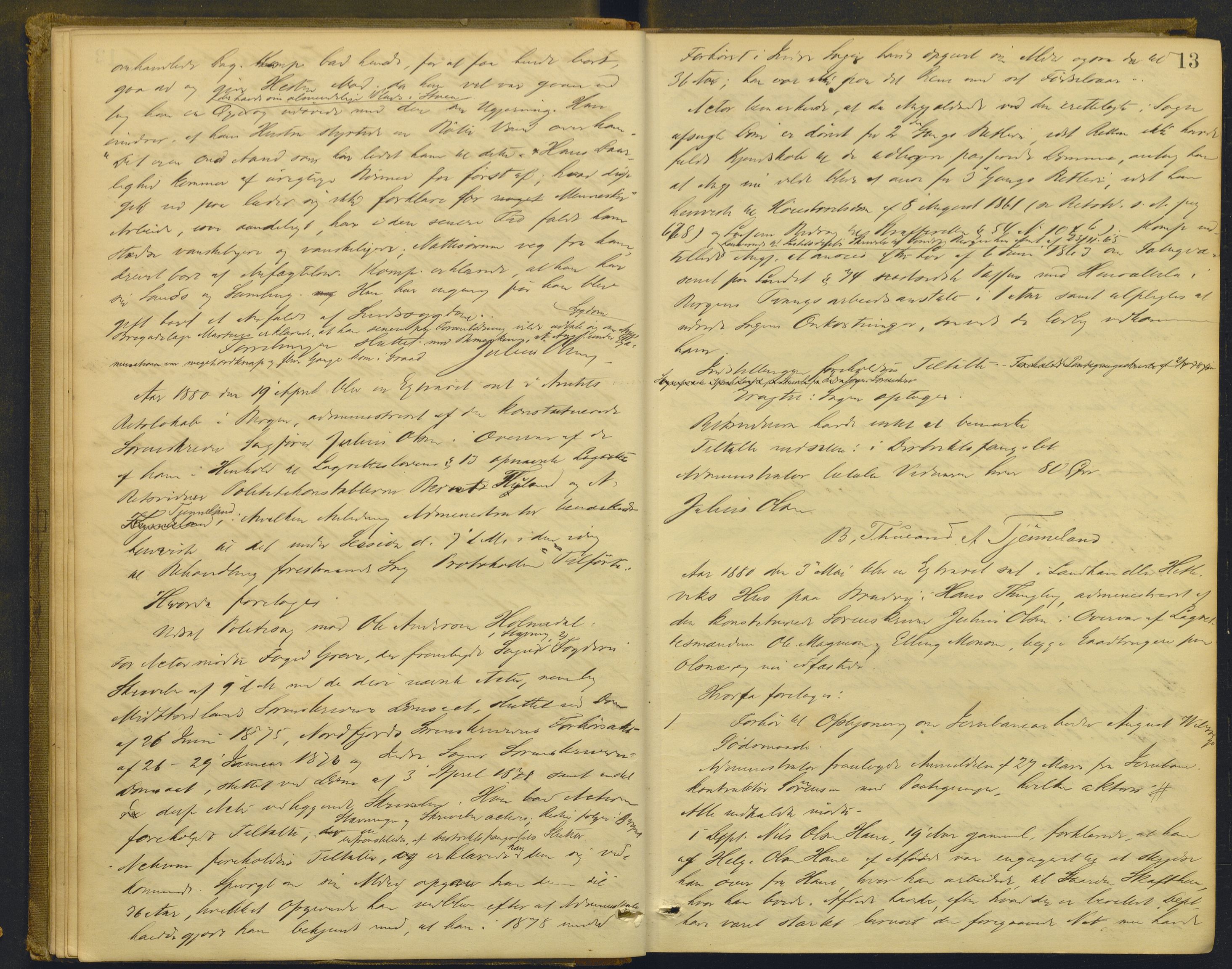 Nordhordland sorenskrivar, AV/SAB-A-2901/1/F/Fd/Fdd/L0004: Ekstrarettsprotokollar, forhøyr, 1880-1884, p. 12b-13a