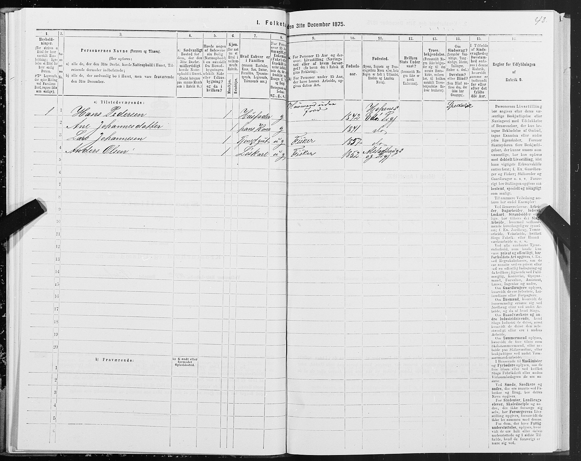 SAT, 1875 census for 1573P Edøy, 1875, p. 1043