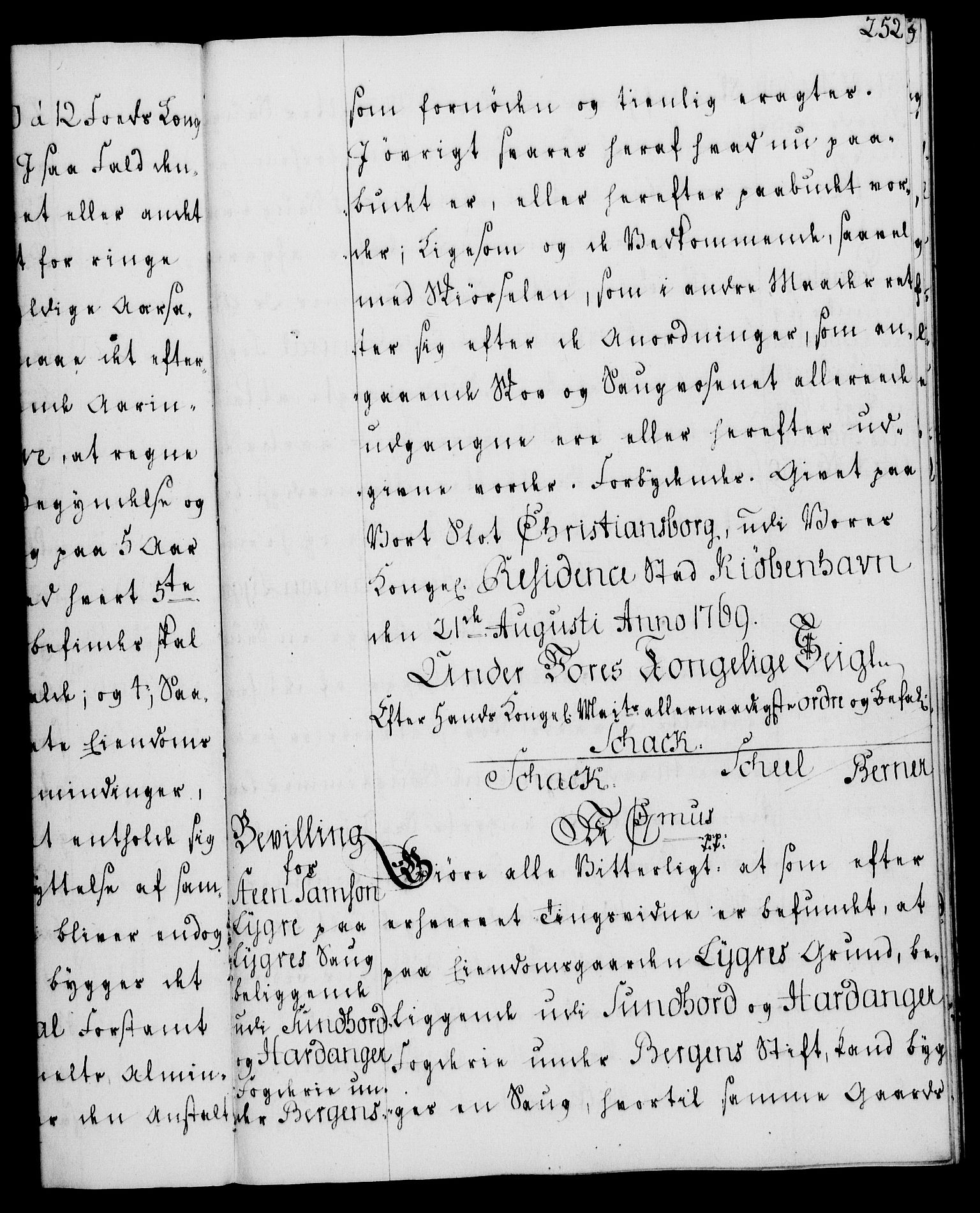Rentekammeret, Kammerkanselliet, RA/EA-3111/G/Gg/Gga/L0008: Norsk ekspedisjonsprotokoll med register (merket RK 53.8), 1768-1771, p. 252