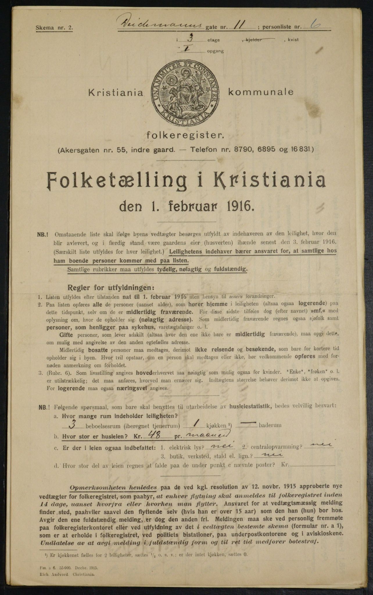 OBA, Municipal Census 1916 for Kristiania, 1916, p. 15698