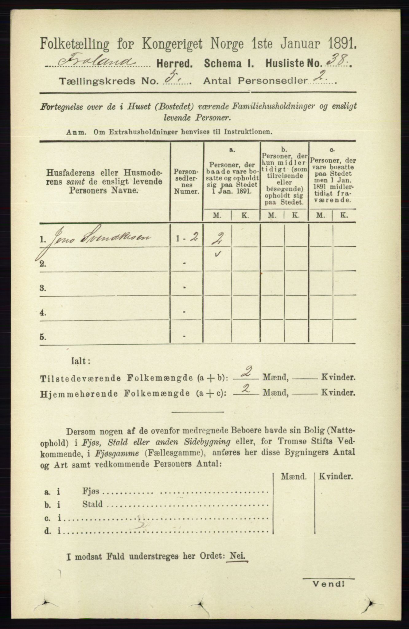 RA, 1891 census for 0919 Froland, 1891, p. 1760