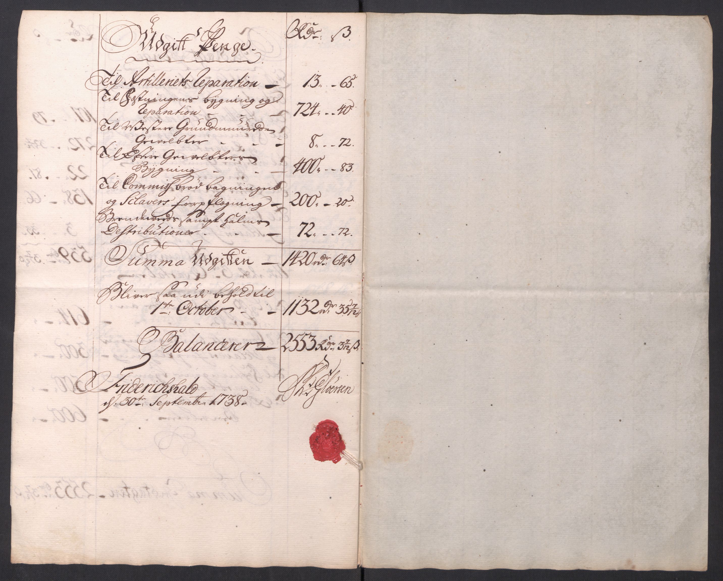 Kommanderende general (KG I) med Det norske krigsdirektorium, RA/EA-5419/D/L0154: Fredriksten festning: Brev, inventarfortegnelser og regnskapsekstrakter, 1730-1739, p. 635