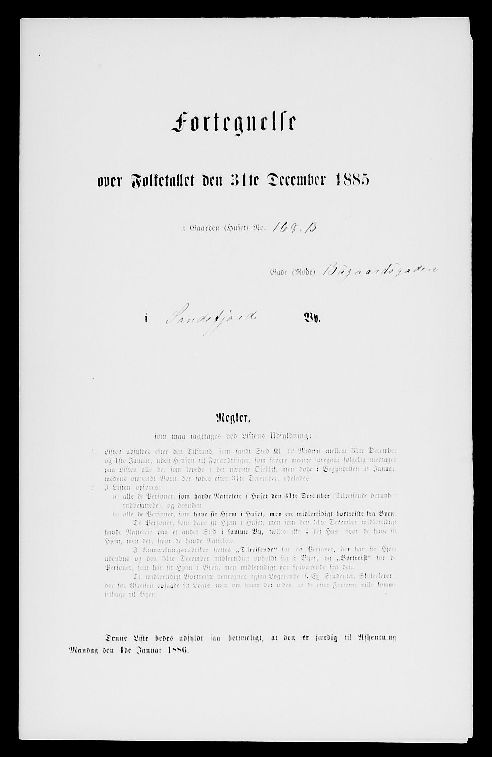SAKO, 1885 census for 0706 Sandefjord, 1885, p. 168