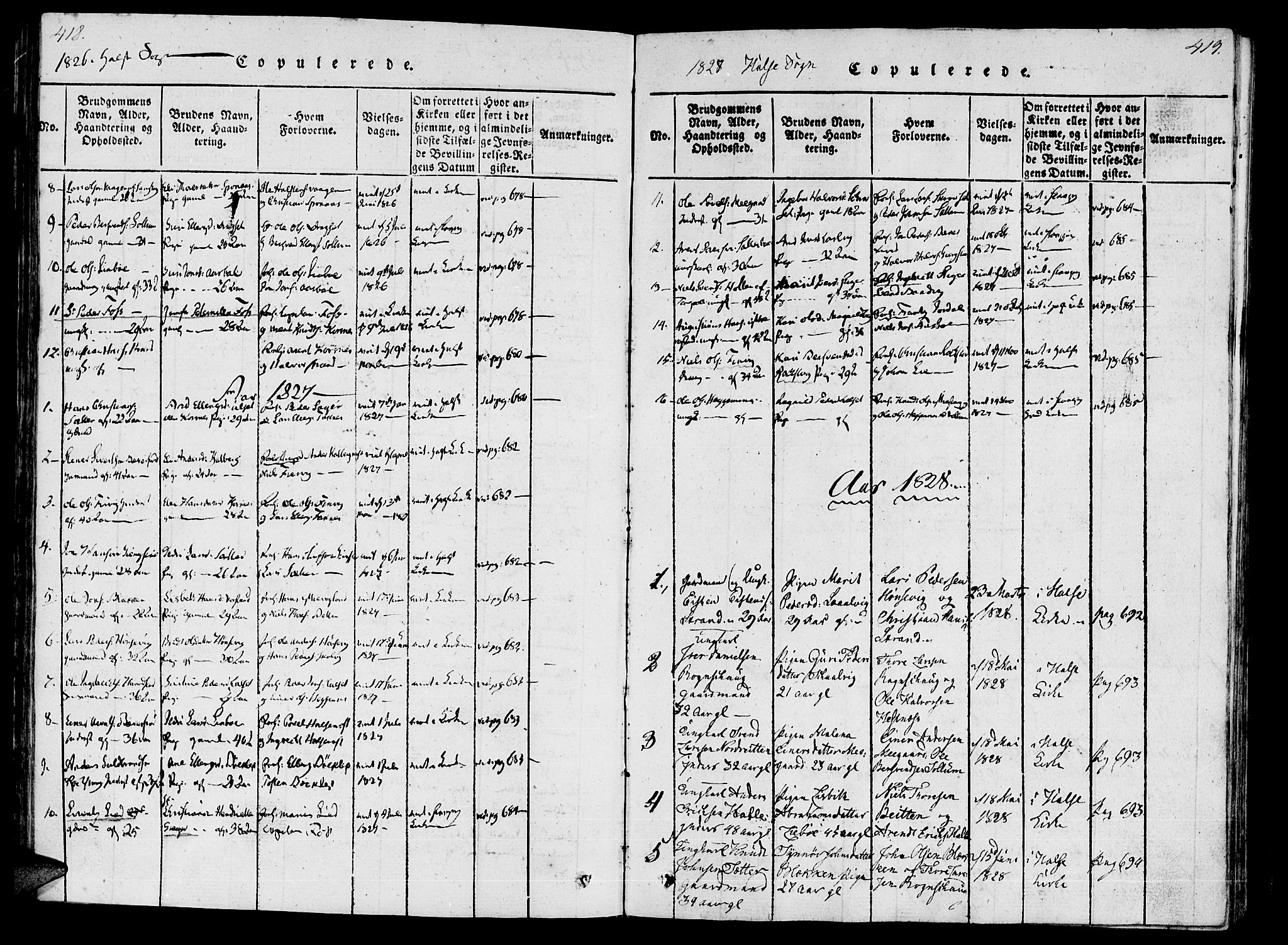 Ministerialprotokoller, klokkerbøker og fødselsregistre - Møre og Romsdal, AV/SAT-A-1454/592/L1023: Parish register (official) no. 592A02, 1820-1830, p. 418-419