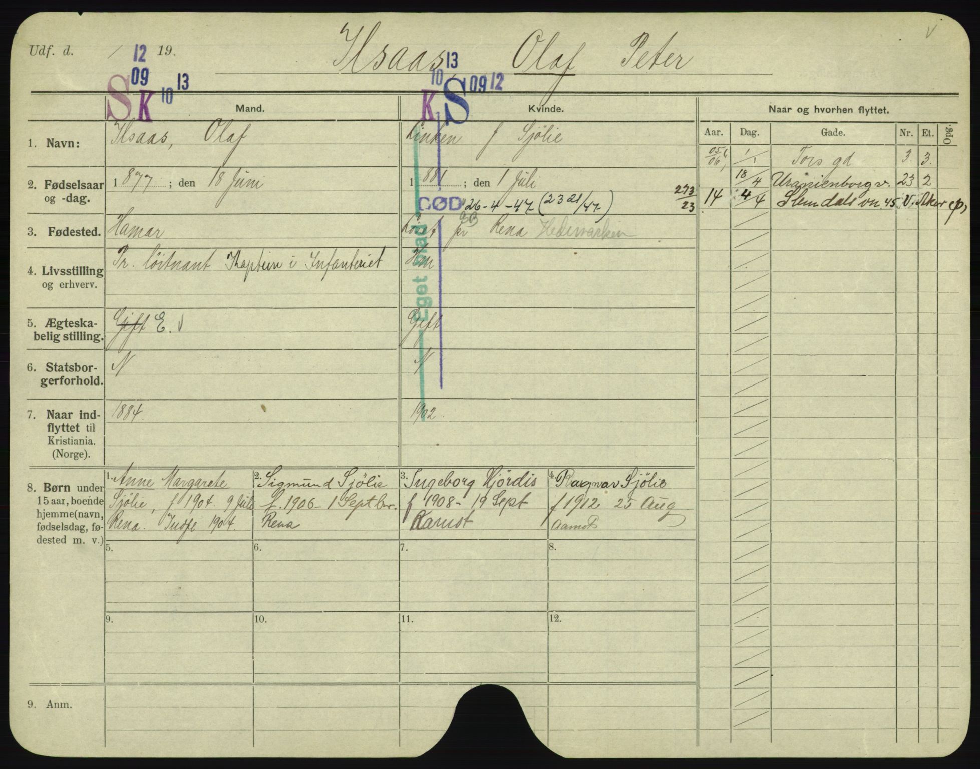 Oslo folkeregister, Registerkort, AV/SAO-A-11715/F/Fa/Fac/L0005: Menn, 1906-1914, p. 9a