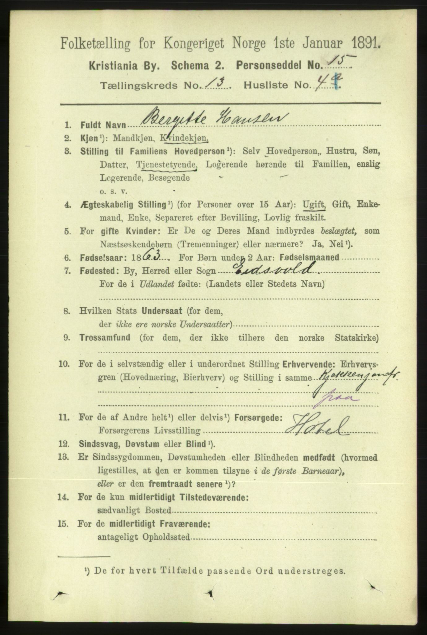 RA, 1891 census for 0301 Kristiania, 1891, p. 6051