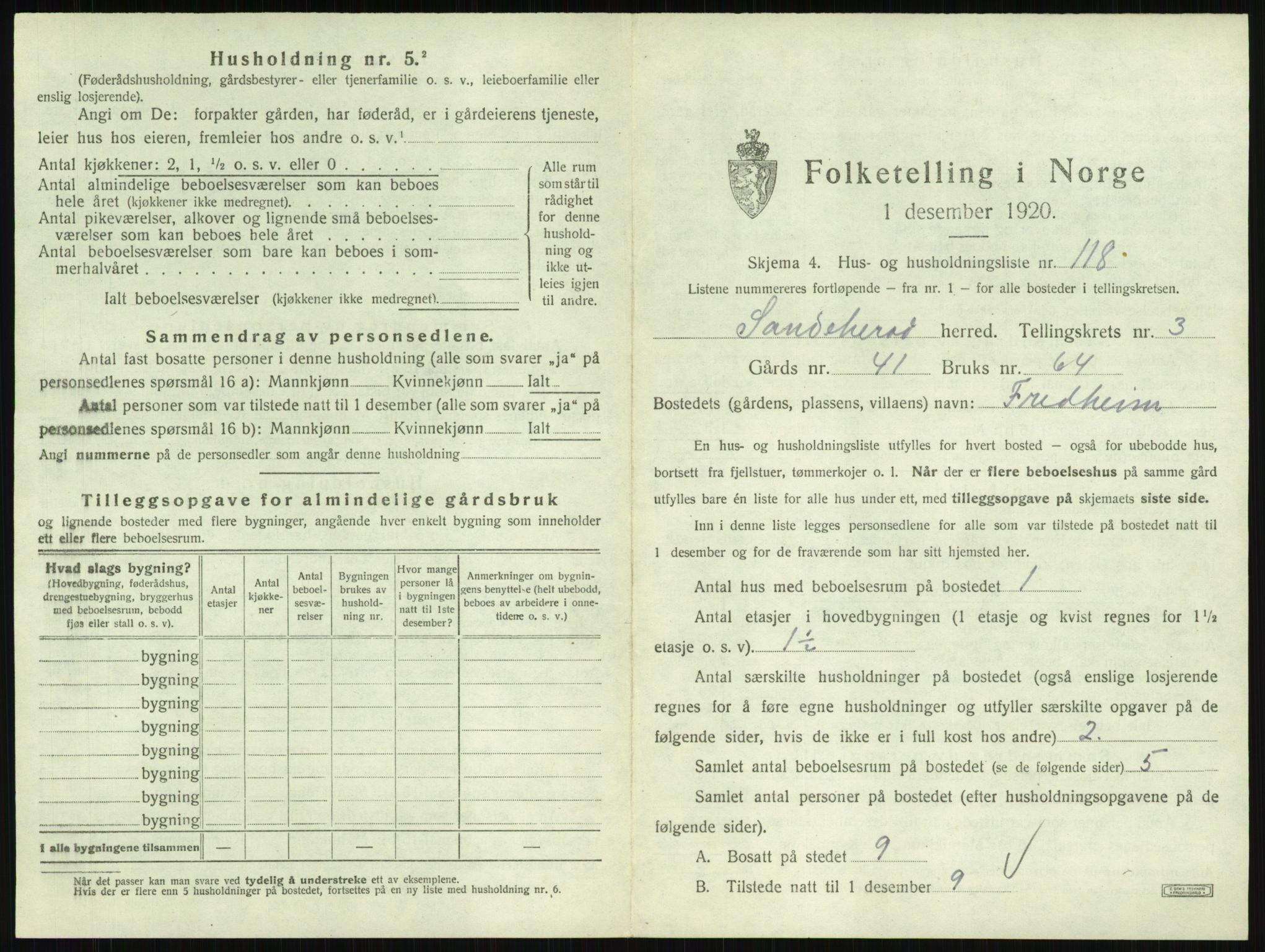 SAKO, 1920 census for Sandeherred, 1920, p. 617
