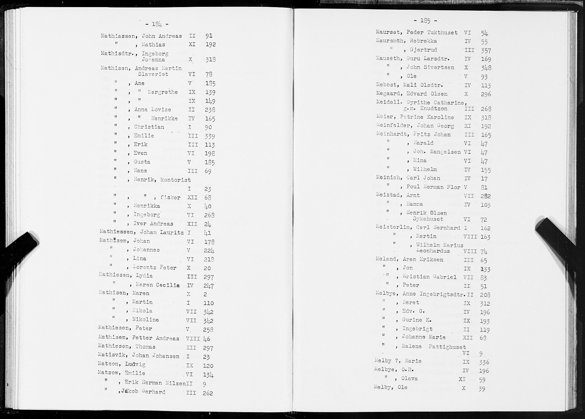 SAT, 1875 census for 1601 Trondheim, 1875, p. 184-185