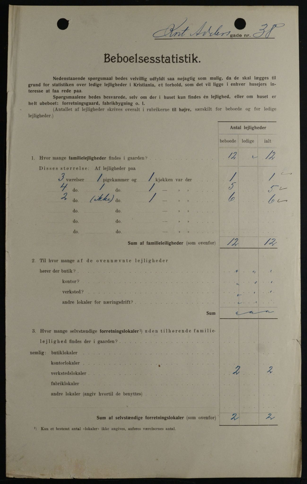 OBA, Municipal Census 1908 for Kristiania, 1908, p. 13104