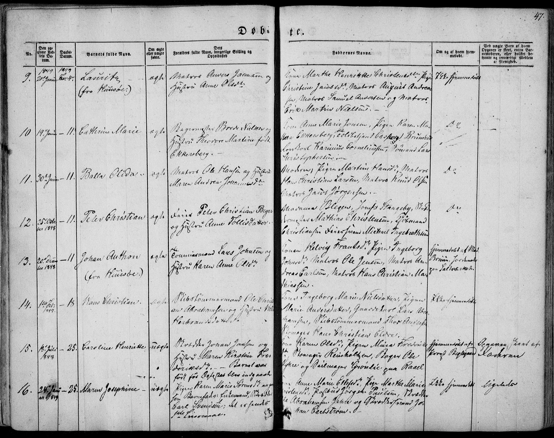 Tønsberg kirkebøker, AV/SAKO-A-330/F/Fa/L0007: Parish register (official) no. I 7, 1845-1854, p. 47