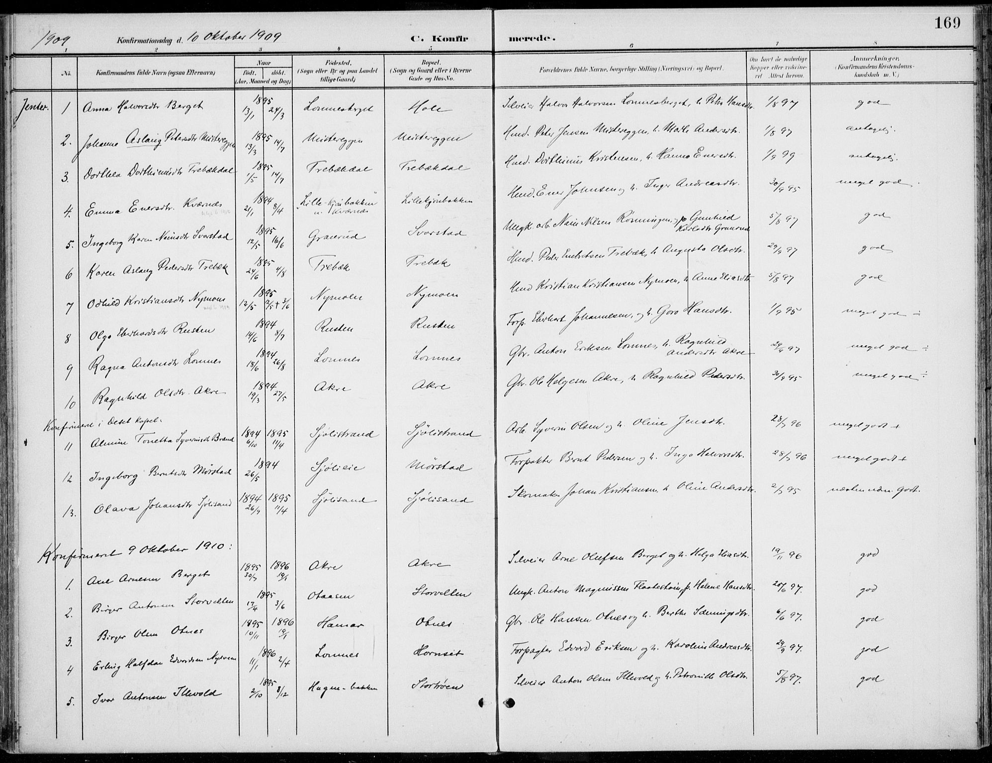 Rendalen prestekontor, SAH/PREST-054/H/Ha/Haa/L0011: Parish register (official) no. 11, 1901-1925, p. 169