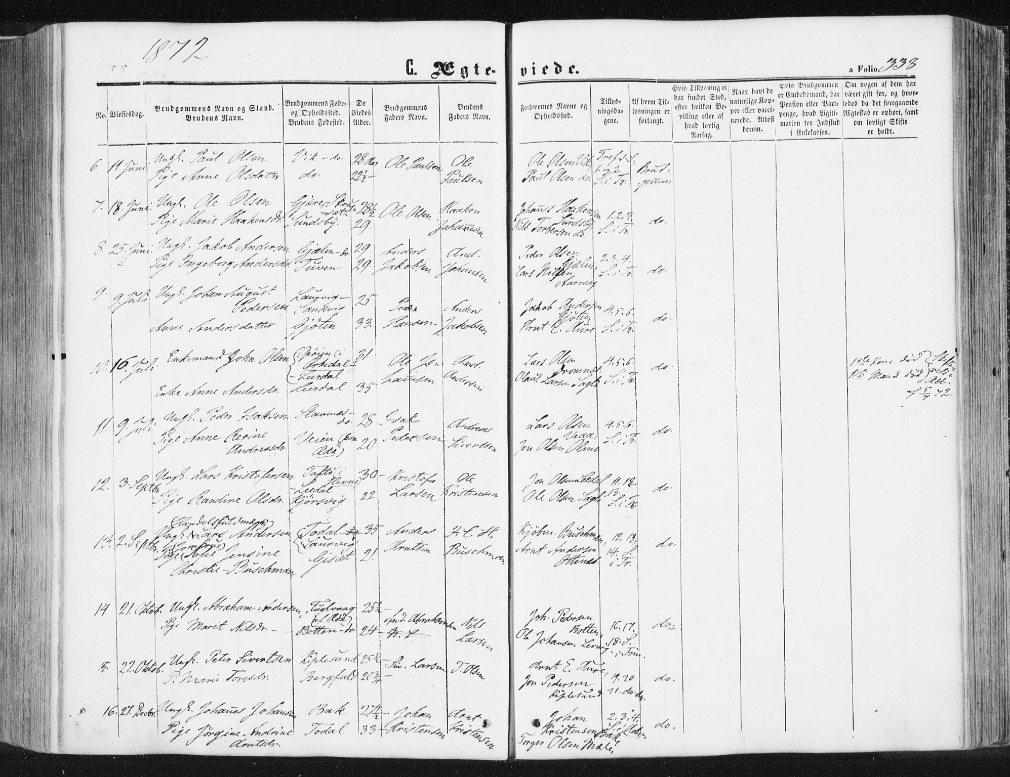 Ministerialprotokoller, klokkerbøker og fødselsregistre - Møre og Romsdal, AV/SAT-A-1454/578/L0905: Parish register (official) no. 578A04, 1859-1877, p. 338