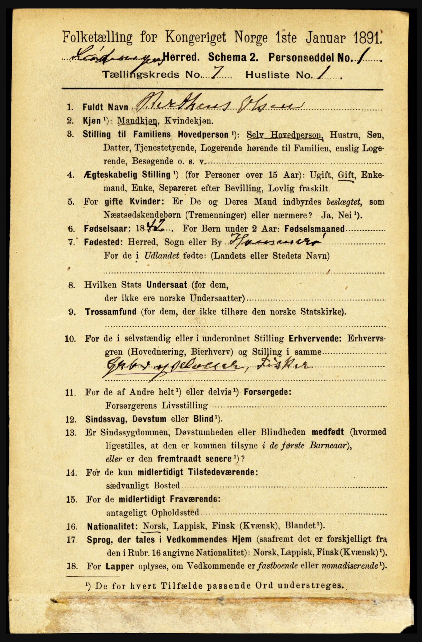 RA, 1891 census for 1851 Lødingen, 1891, p. 3364