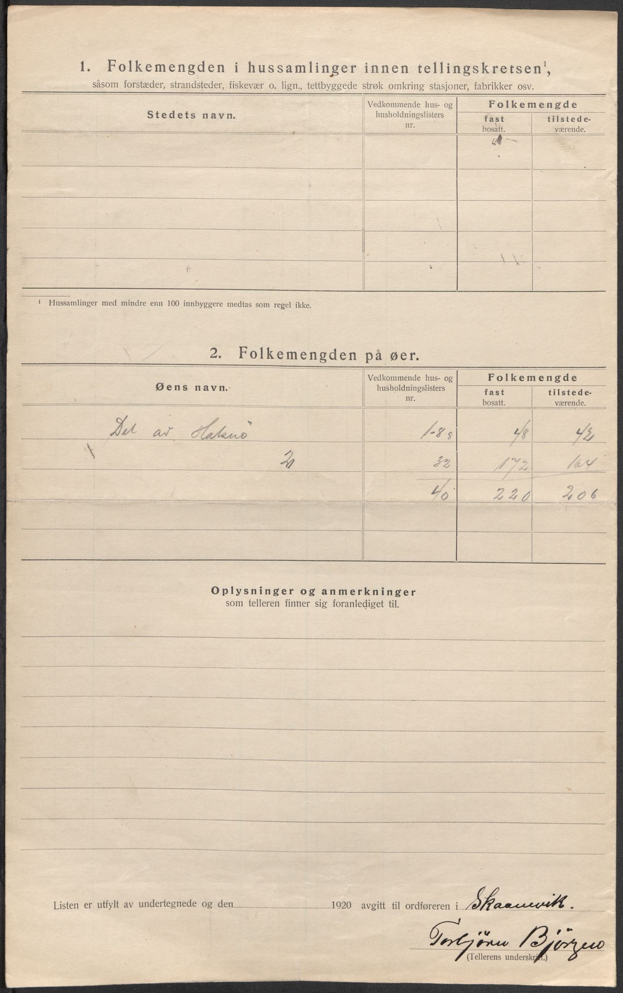 SAB, 1920 census for Skånevik, 1920, p. 78