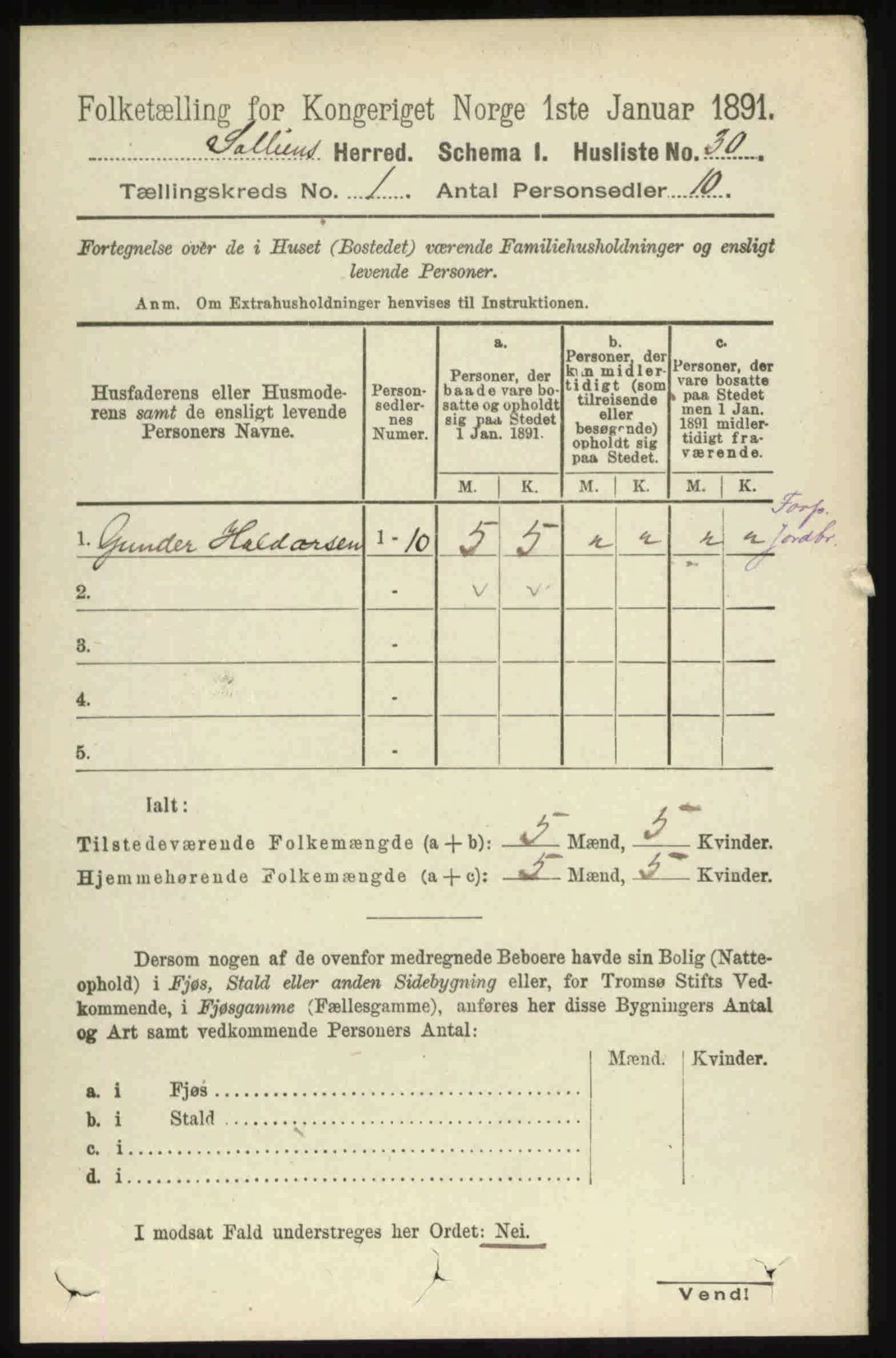 RA, 1891 census for 0431 Sollia, 1891, p. 78