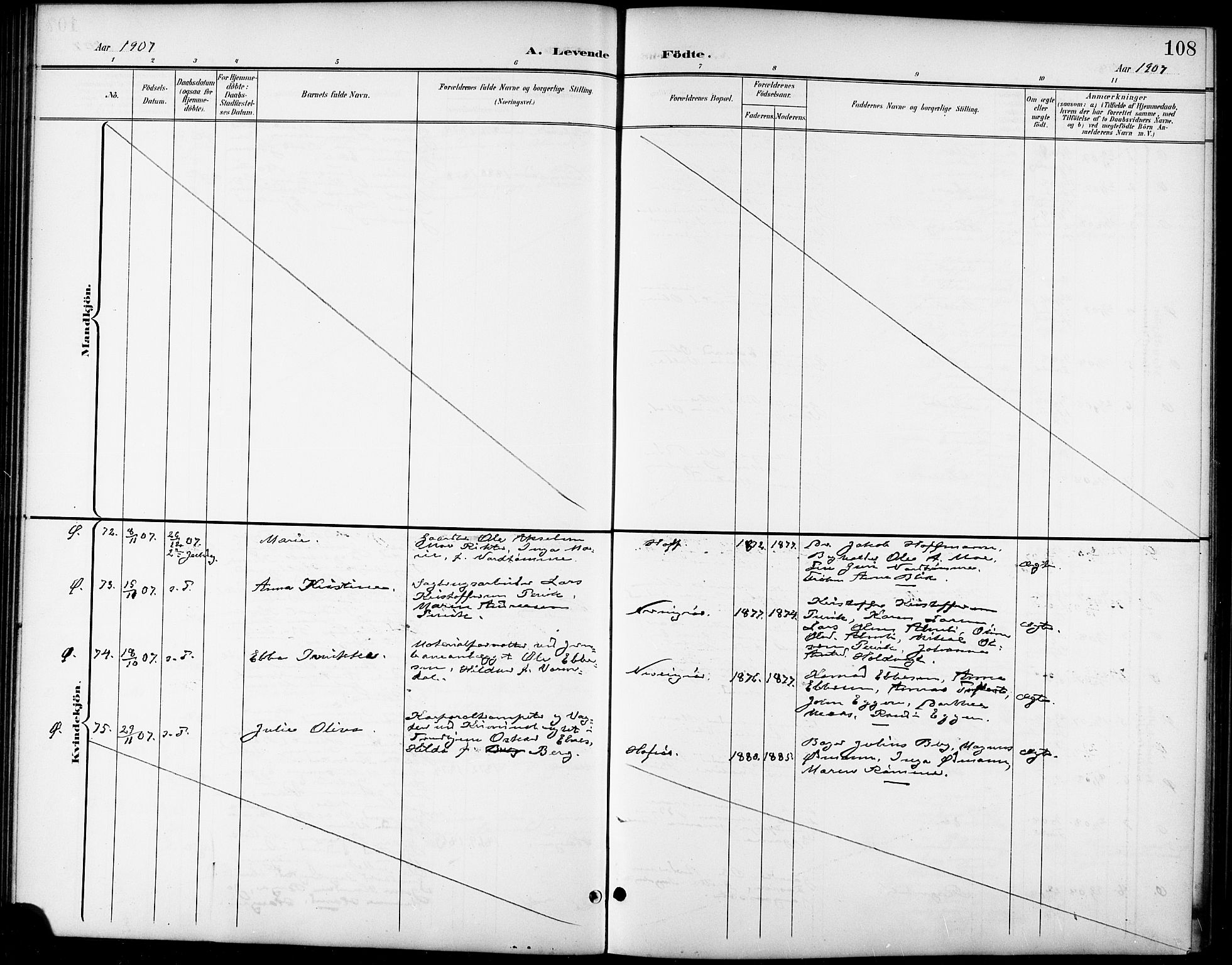 Ministerialprotokoller, klokkerbøker og fødselsregistre - Sør-Trøndelag, AV/SAT-A-1456/668/L0819: Parish register (copy) no. 668C08, 1899-1912, p. 108