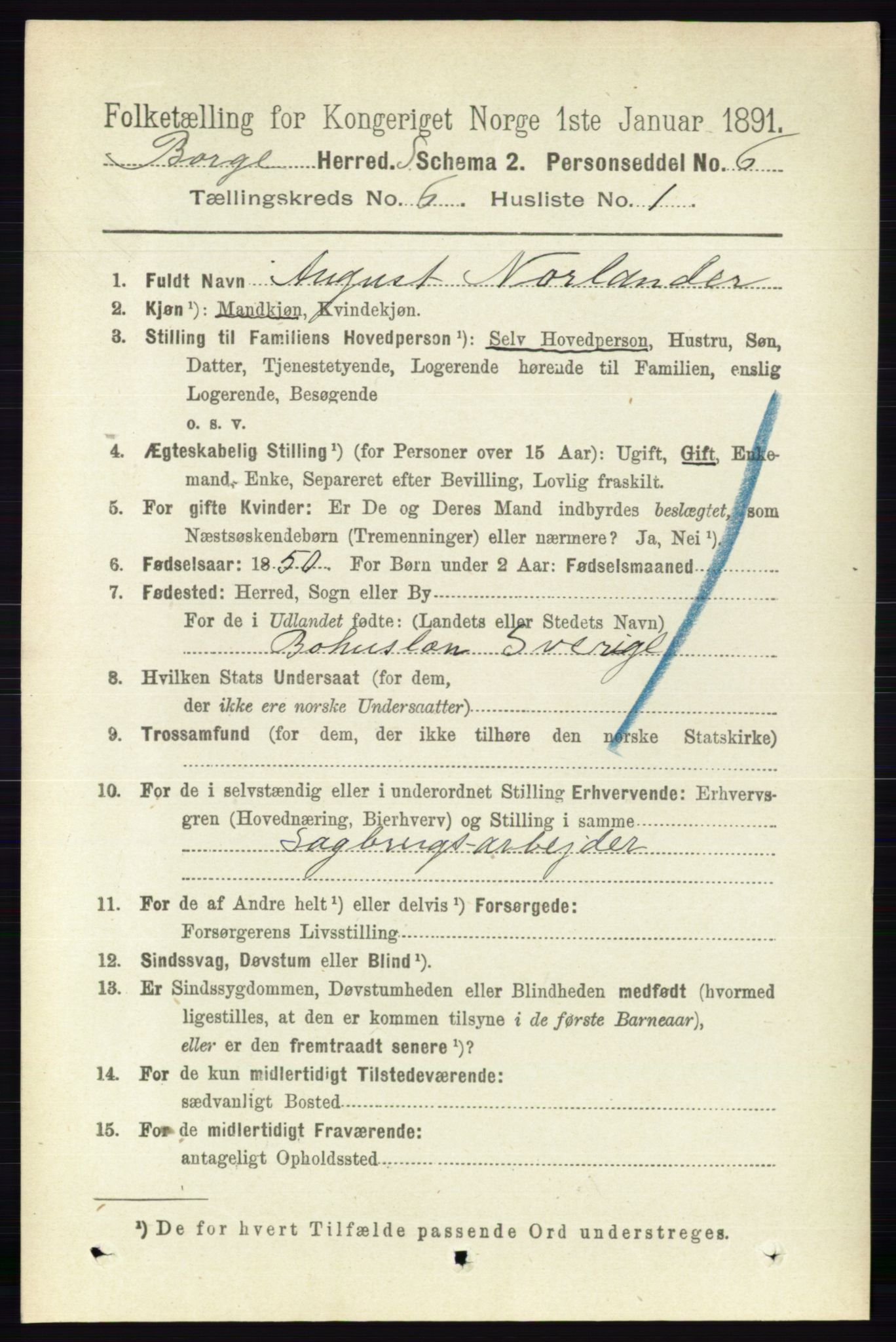 RA, 1891 census for 0113 Borge, 1891, p. 3041