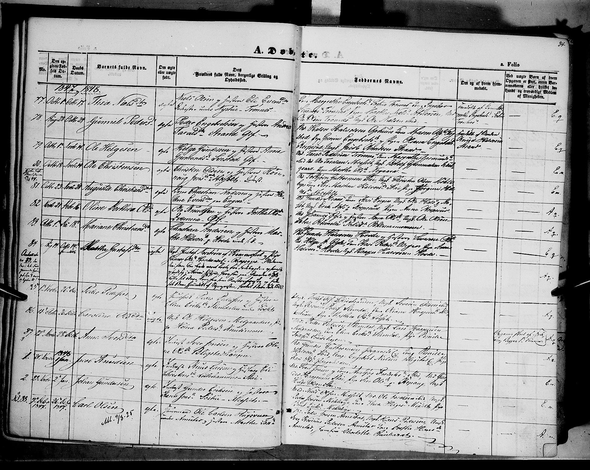 Åmot prestekontor, Hedmark, SAH/PREST-056/H/Ha/Haa/L0006: Parish register (official) no. 6, 1842-1861, p. 34
