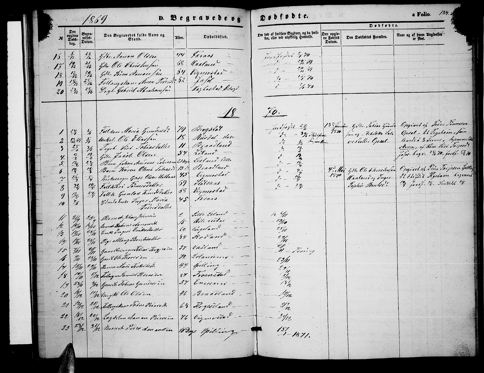 Nord-Audnedal sokneprestkontor, SAK/1111-0032/F/Fb/Fbb/L0002: Parish register (copy) no. B 2, 1859-1882, p. 184
