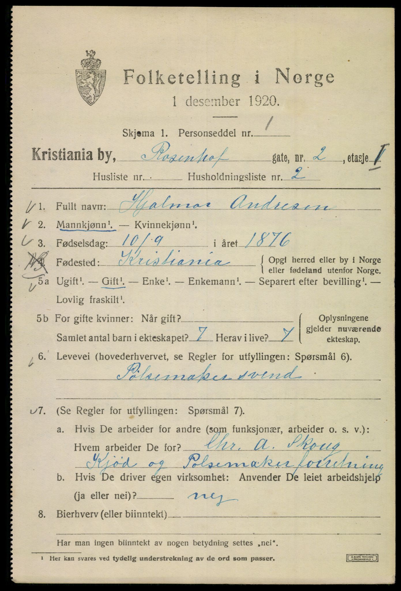 SAO, 1920 census for Kristiania, 1920, p. 465241