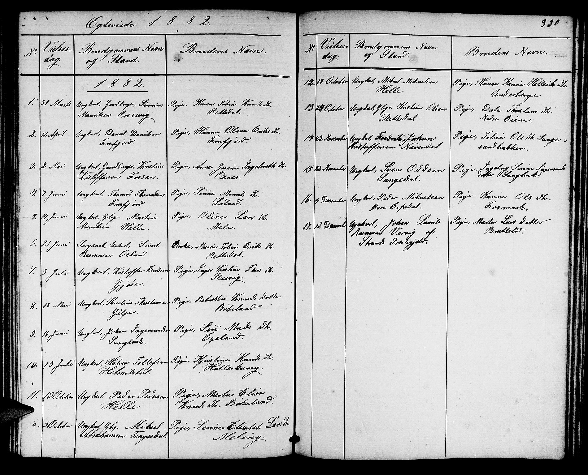 Høgsfjord sokneprestkontor, SAST/A-101624/H/Ha/Hab/L0002: Parish register (copy) no. B 2, 1855-1882, p. 380
