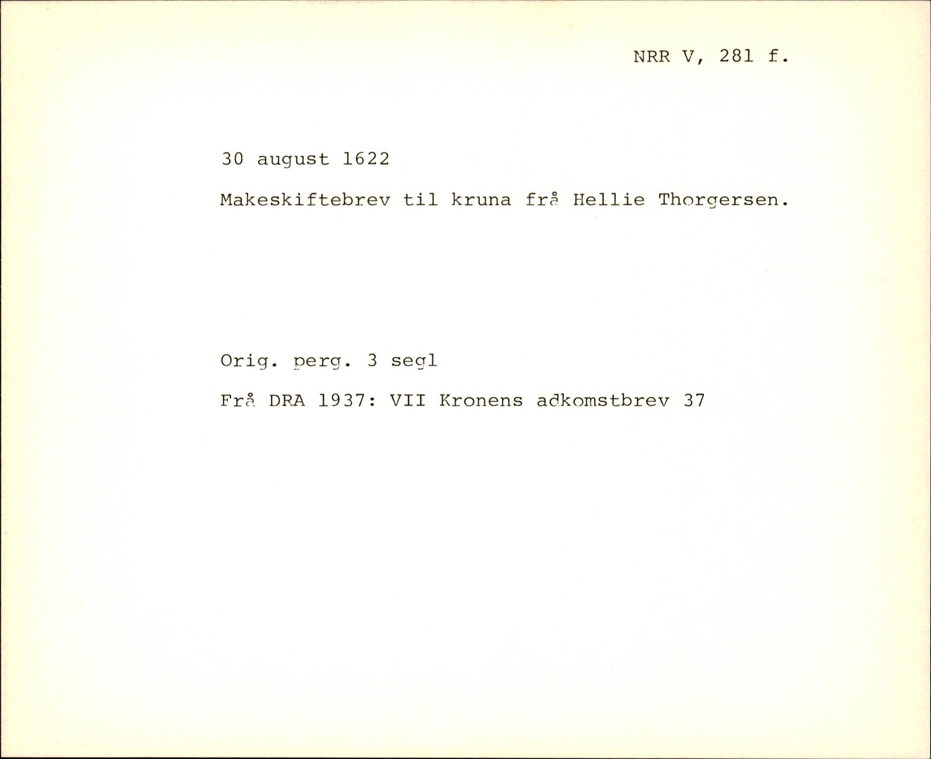 Riksarkivets diplomsamling, AV/RA-EA-5965/F35/F35f/L0002: Regestsedler: Diplomer fra DRA 1937 og 1996, p. 443