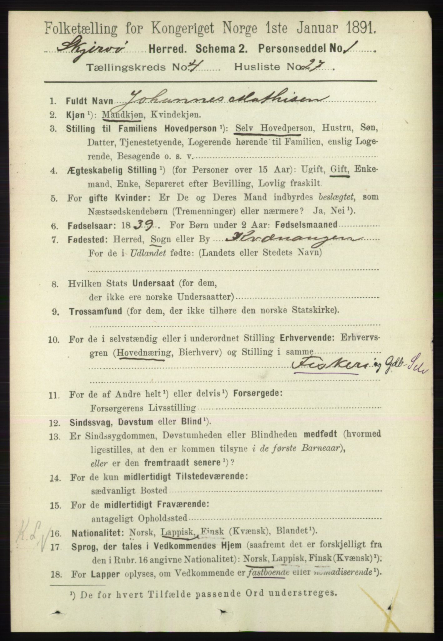 RA, 1891 census for 1941 Skjervøy, 1891, p. 2483