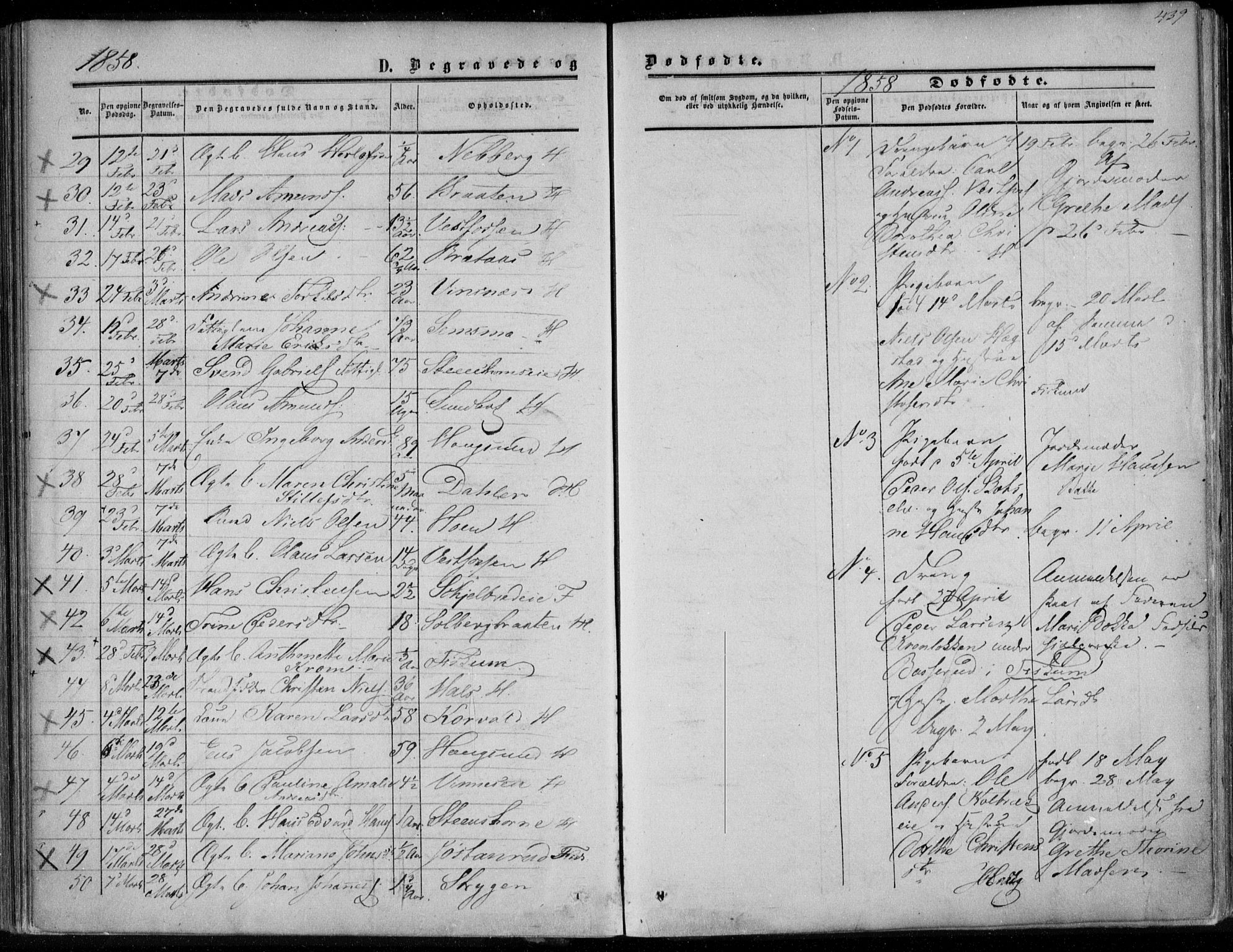 Eiker kirkebøker, SAKO/A-4/F/Fa/L0015b: Parish register (official) no. I 15B, 1854-1860, p. 439