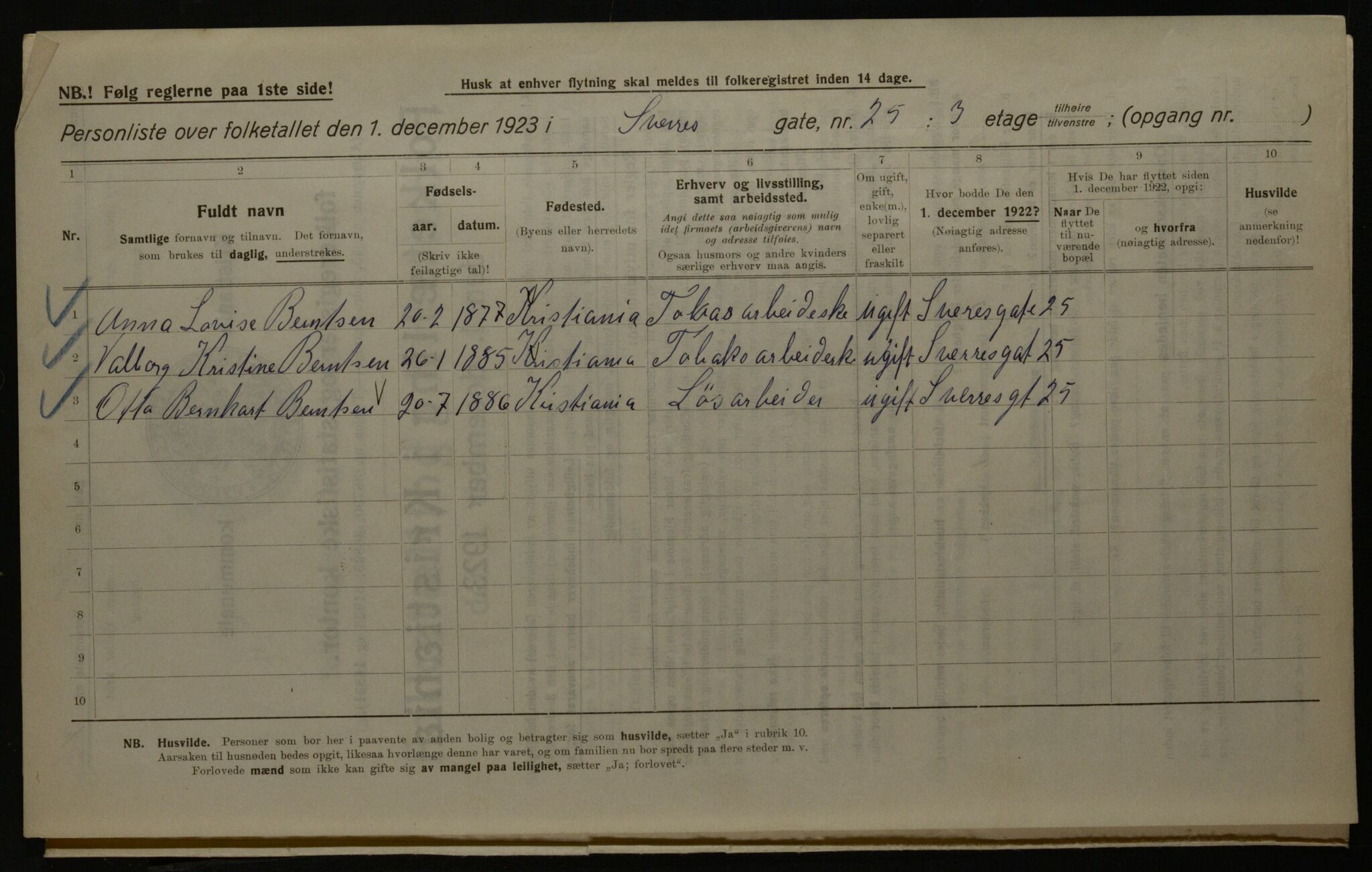 OBA, Municipal Census 1923 for Kristiania, 1923, p. 117492