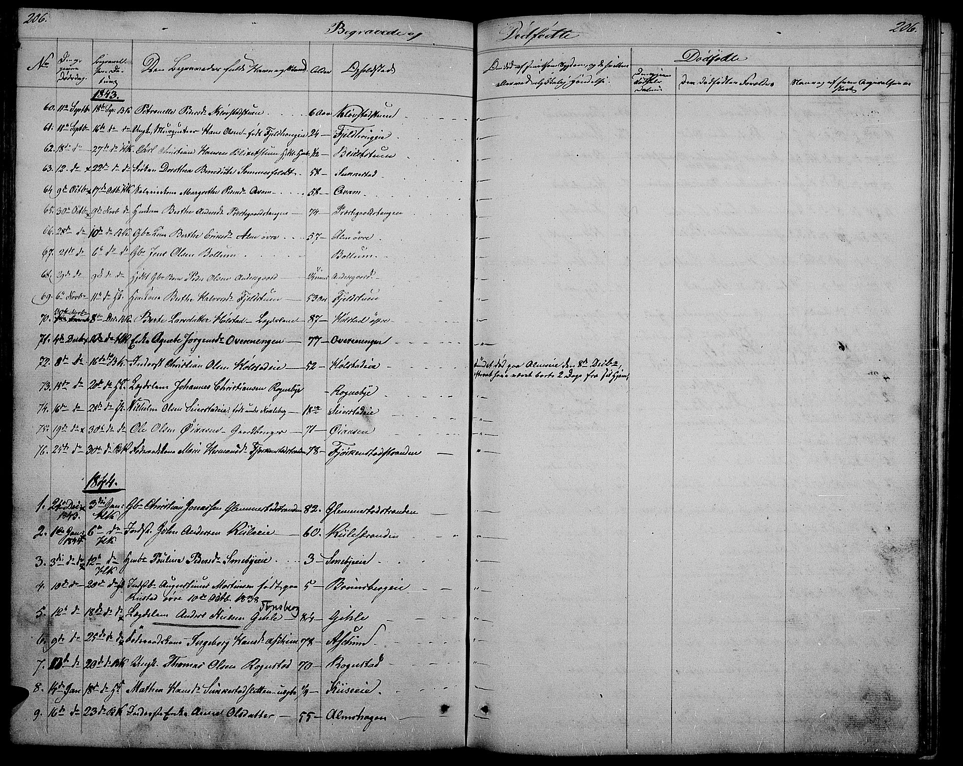 Østre Toten prestekontor, SAH/PREST-104/H/Ha/Hab/L0002: Parish register (copy) no. 2, 1840-1847, p. 206