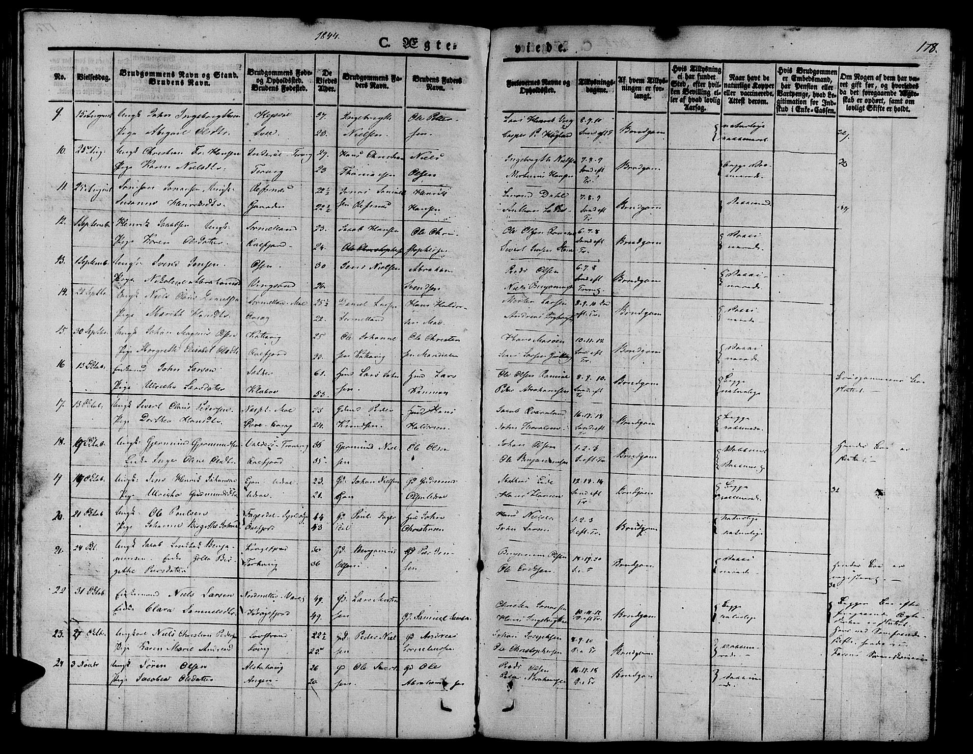 Ministerialprotokoller, klokkerbøker og fødselsregistre - Sør-Trøndelag, SAT/A-1456/657/L0703: Parish register (official) no. 657A04, 1831-1846, p. 178