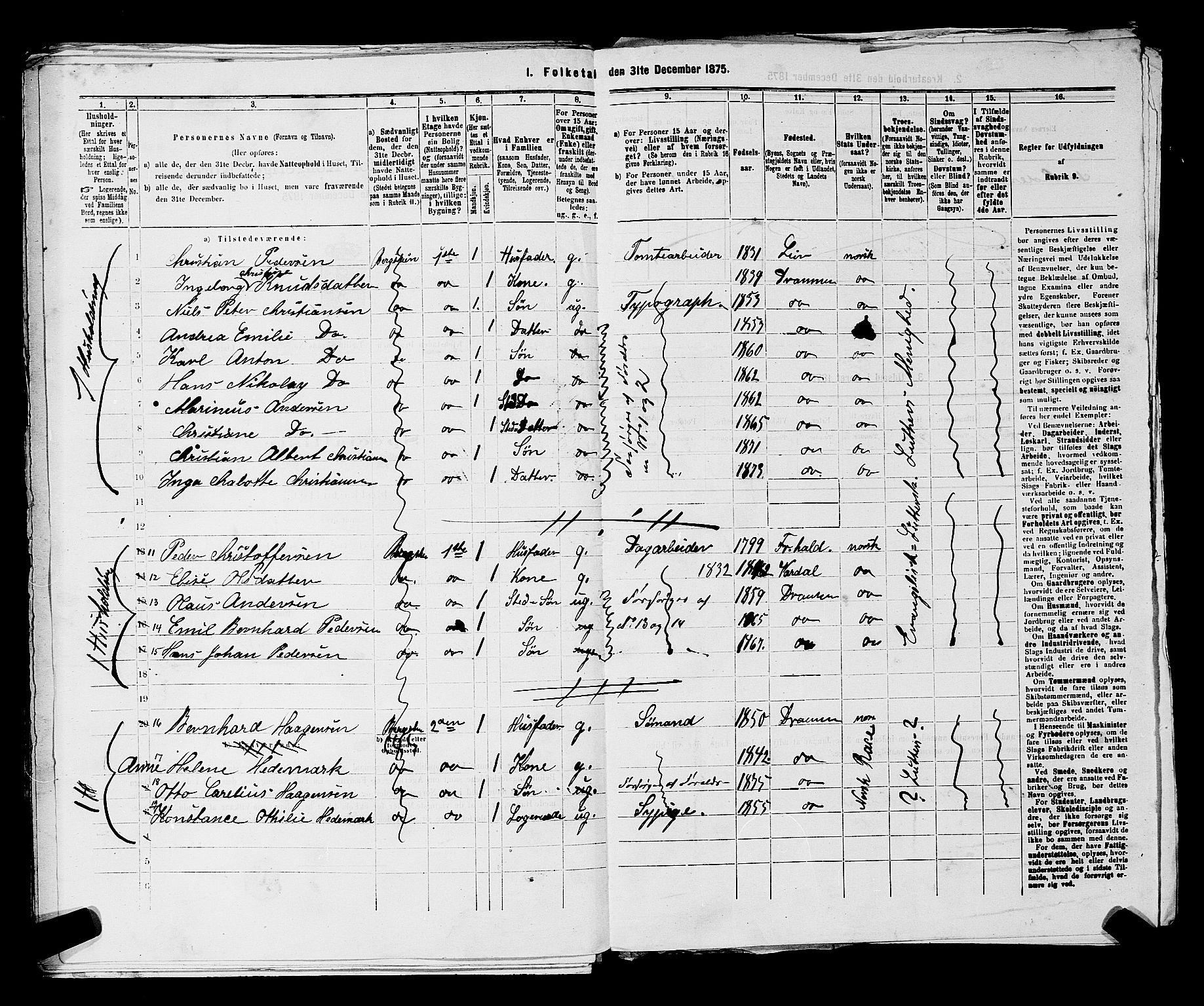 SAKO, 1875 census for 0602 Drammen, 1875, p. 1473