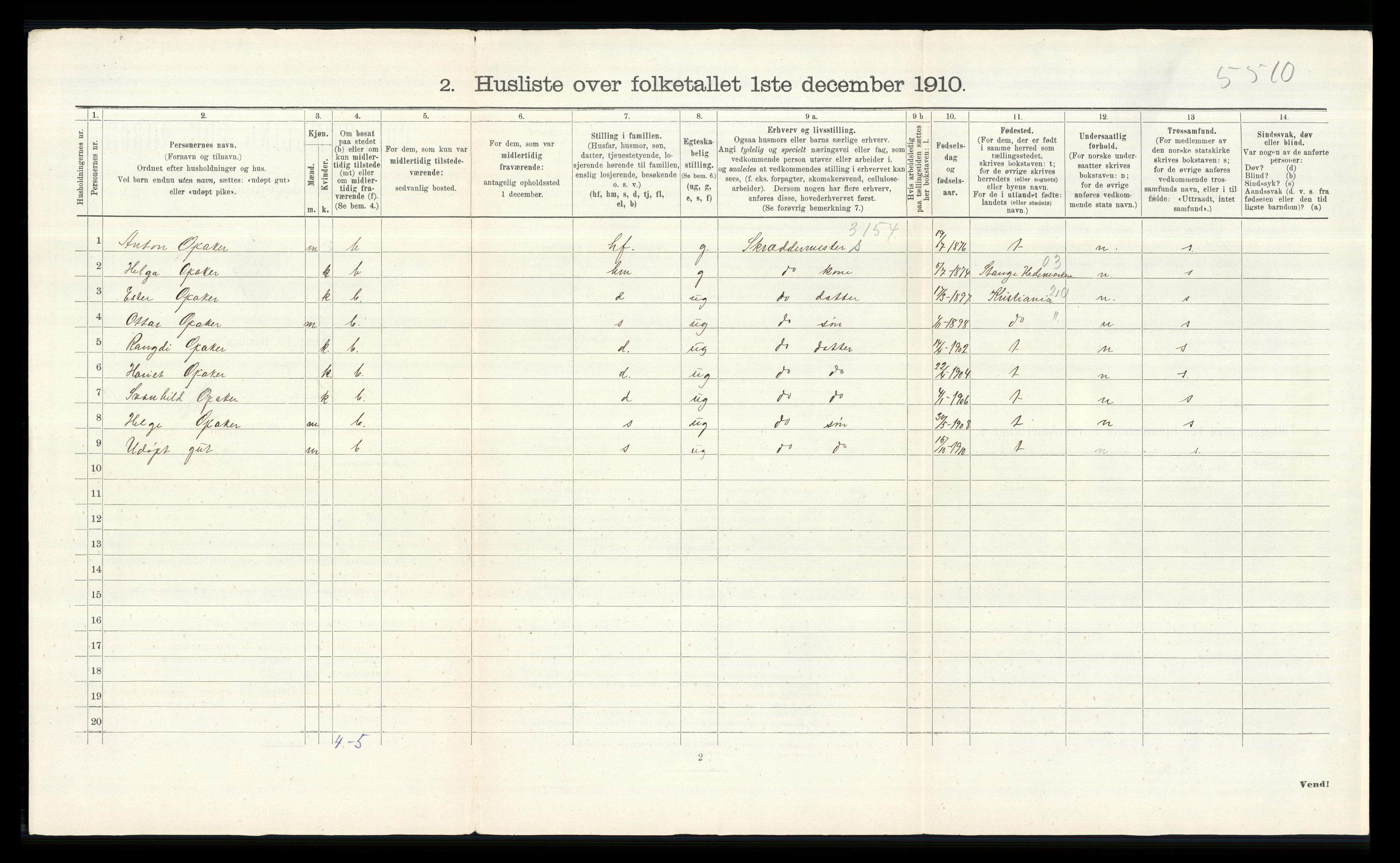 RA, 1910 census for Nes, 1910, p. 1671