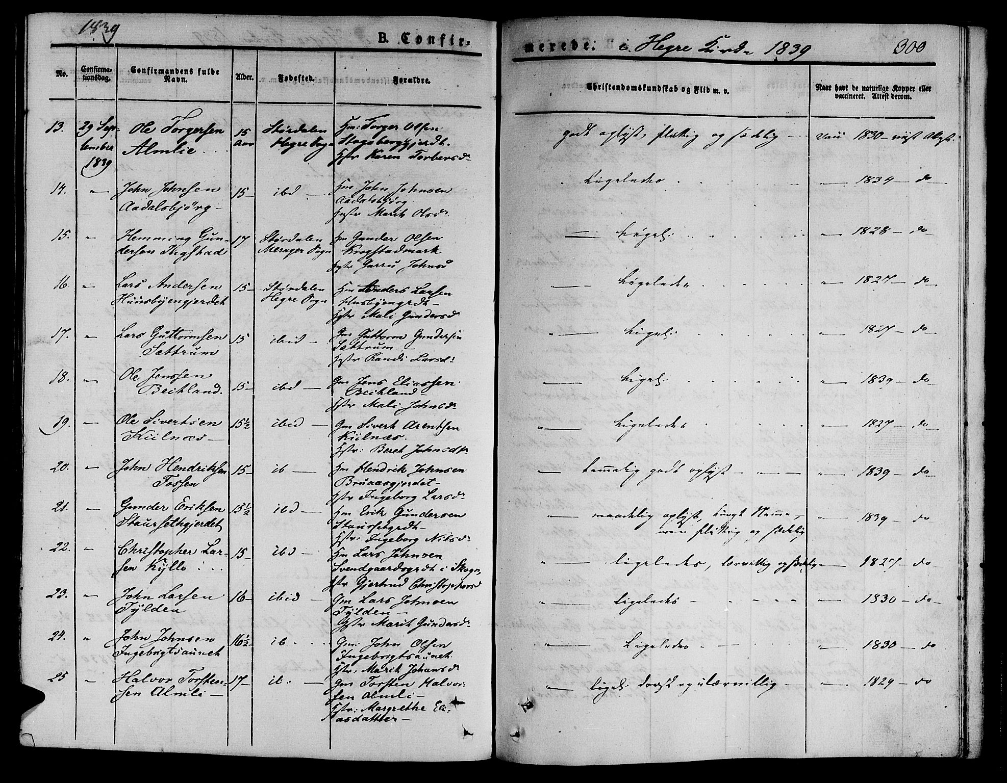 Ministerialprotokoller, klokkerbøker og fødselsregistre - Nord-Trøndelag, AV/SAT-A-1458/709/L0071: Parish register (official) no. 709A11, 1833-1844, p. 300