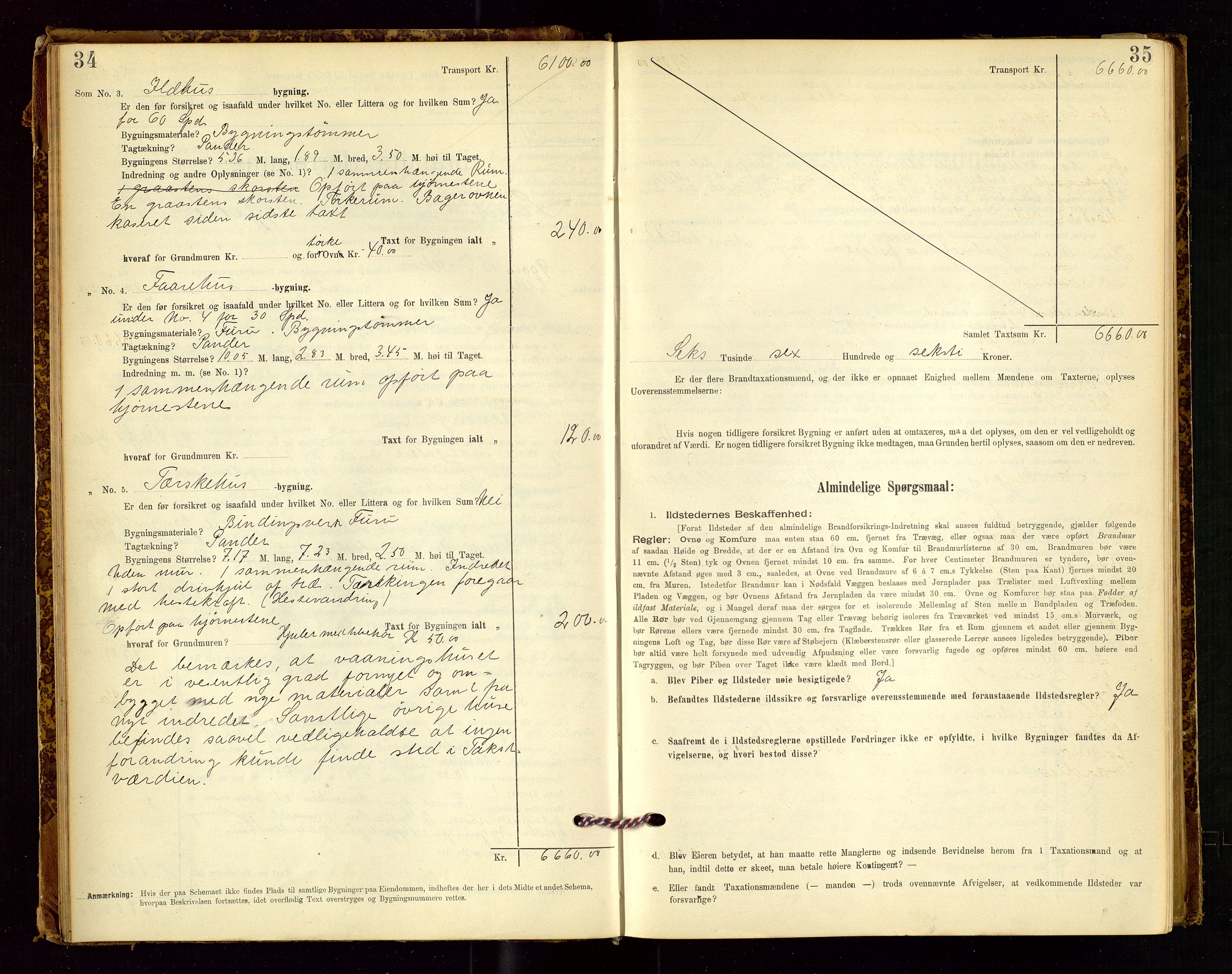 Sand lensmannskontor, AV/SAST-A-100415/Goc/L0001: "Brandtaxationsprotokol", 1895-1935, p. 34-35