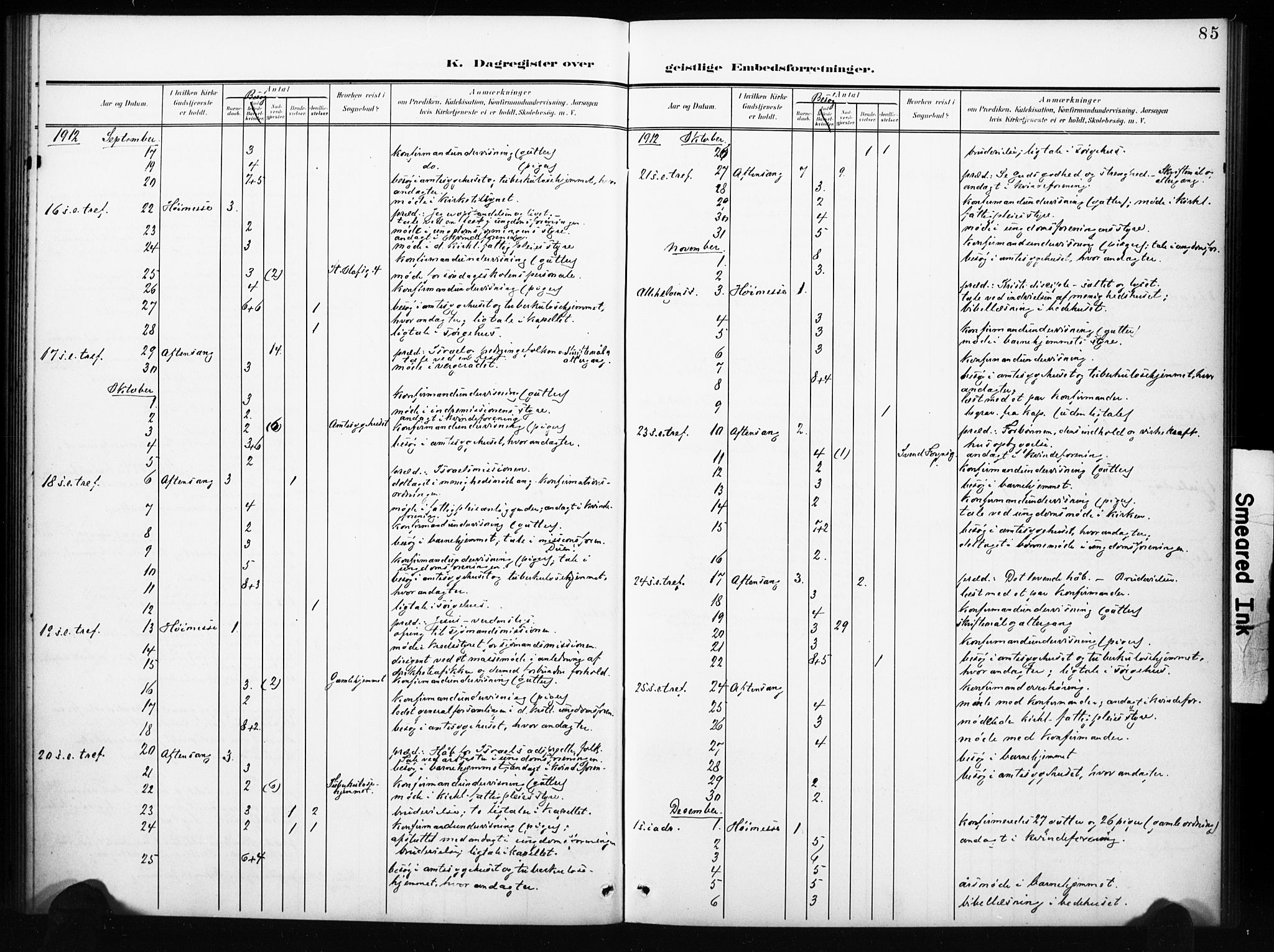 Tønsberg kirkebøker, AV/SAKO-A-330/I/Ib/L0002: Diary records no. II 2, 1902-1930, p. 85