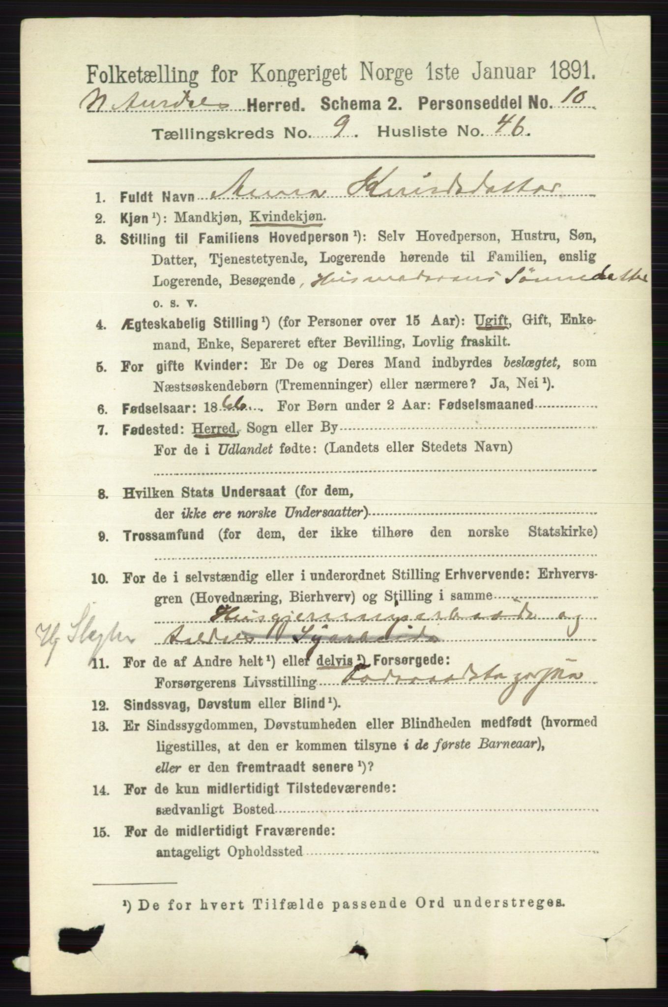 RA, 1891 census for 0542 Nord-Aurdal, 1891, p. 3678