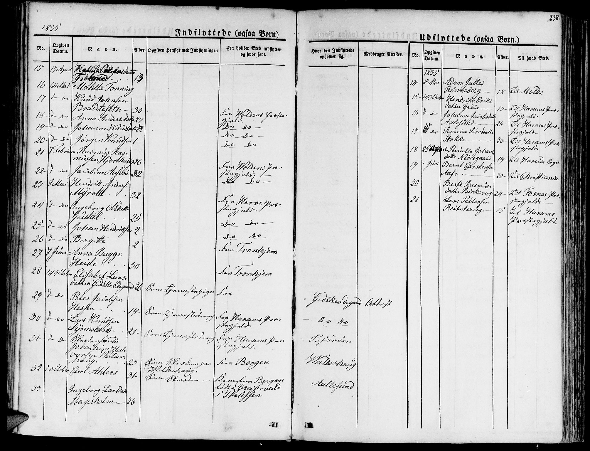 Ministerialprotokoller, klokkerbøker og fødselsregistre - Møre og Romsdal, AV/SAT-A-1454/528/L0395: Parish register (official) no. 528A06, 1828-1839, p. 238