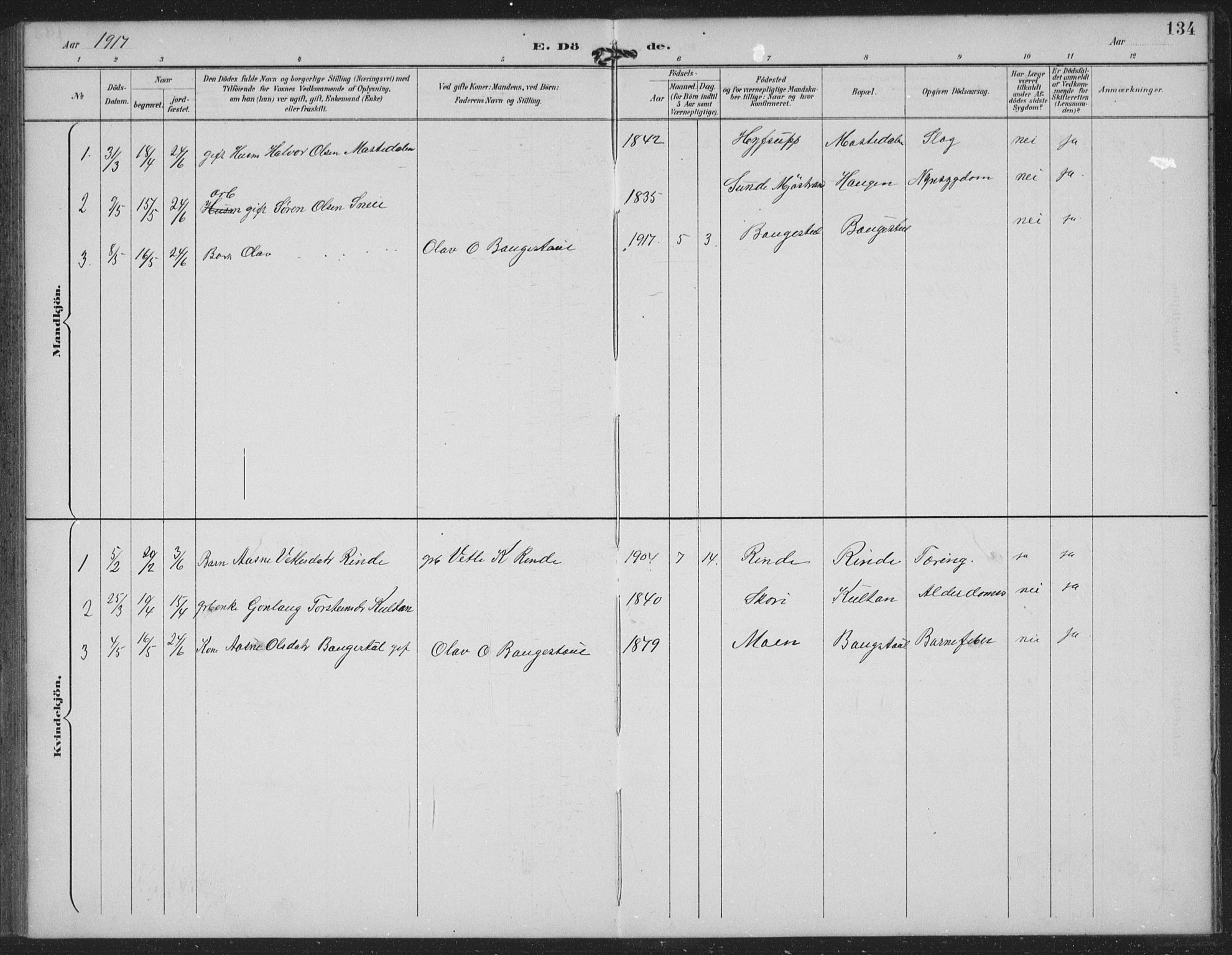 Seljord kirkebøker, AV/SAKO-A-20/G/Gc/L0003: Parish register (copy) no. III 3, 1887-1926, p. 134