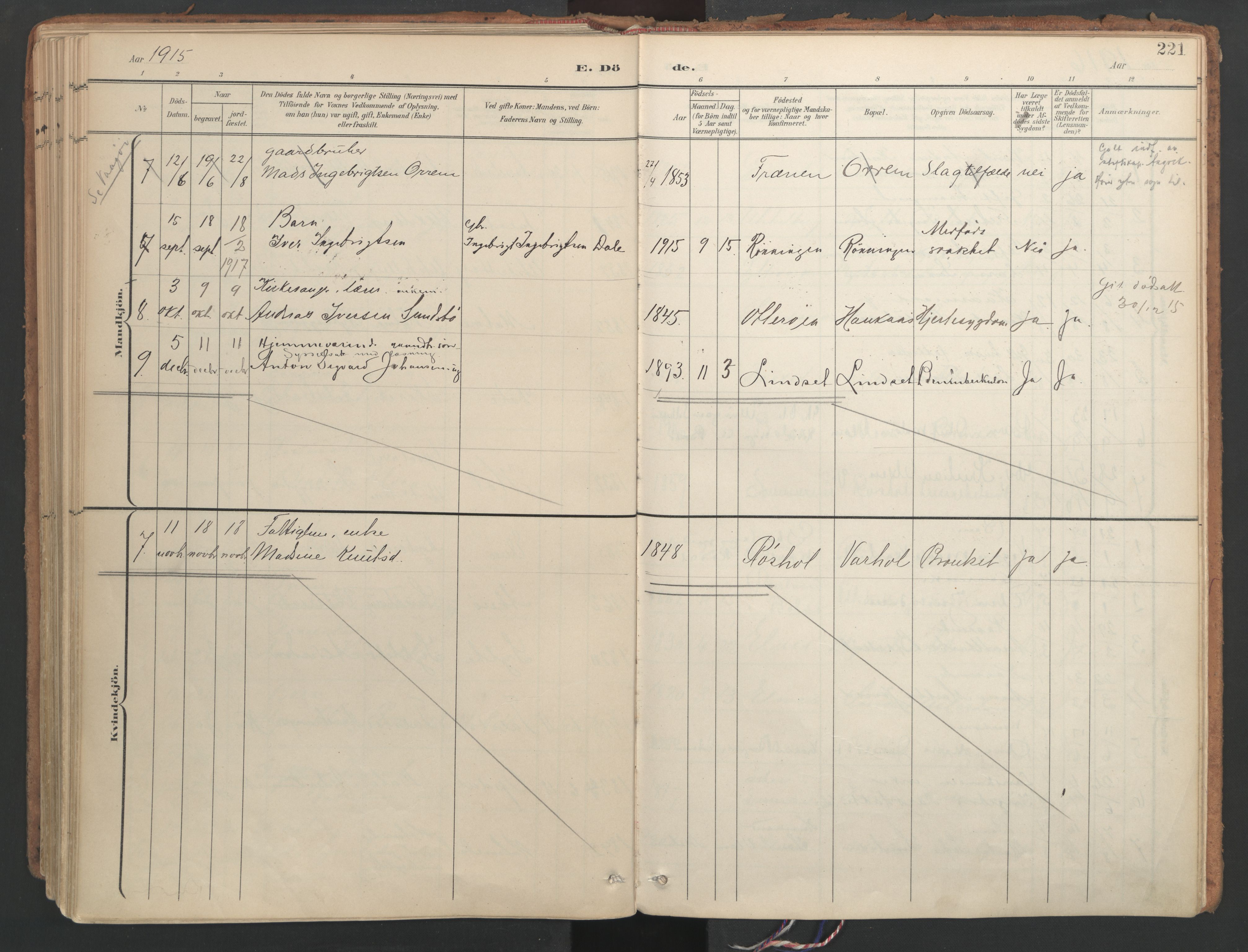 Ministerialprotokoller, klokkerbøker og fødselsregistre - Møre og Romsdal, AV/SAT-A-1454/564/L0741: Parish register (official) no. 564A02, 1900-1976, p. 221