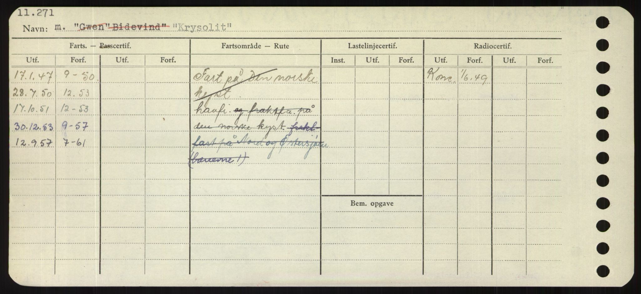 Sjøfartsdirektoratet med forløpere, Skipsmålingen, RA/S-1627/H/Hd/L0021: Fartøy, Kor-Kår, p. 242