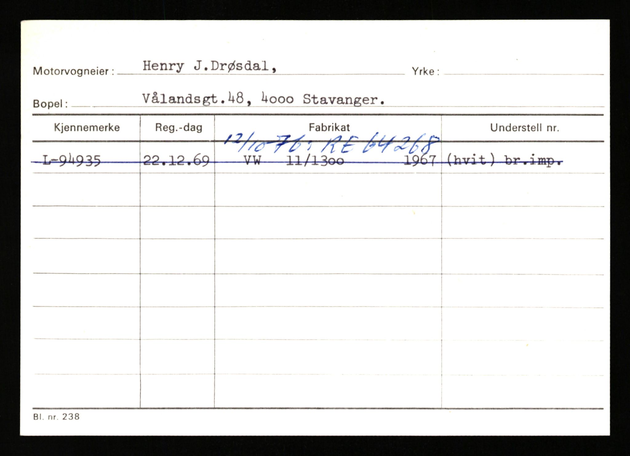 Stavanger trafikkstasjon, AV/SAST-A-101942/0/H/L0006: Dalva - Egersund, 1930-1971, p. 909