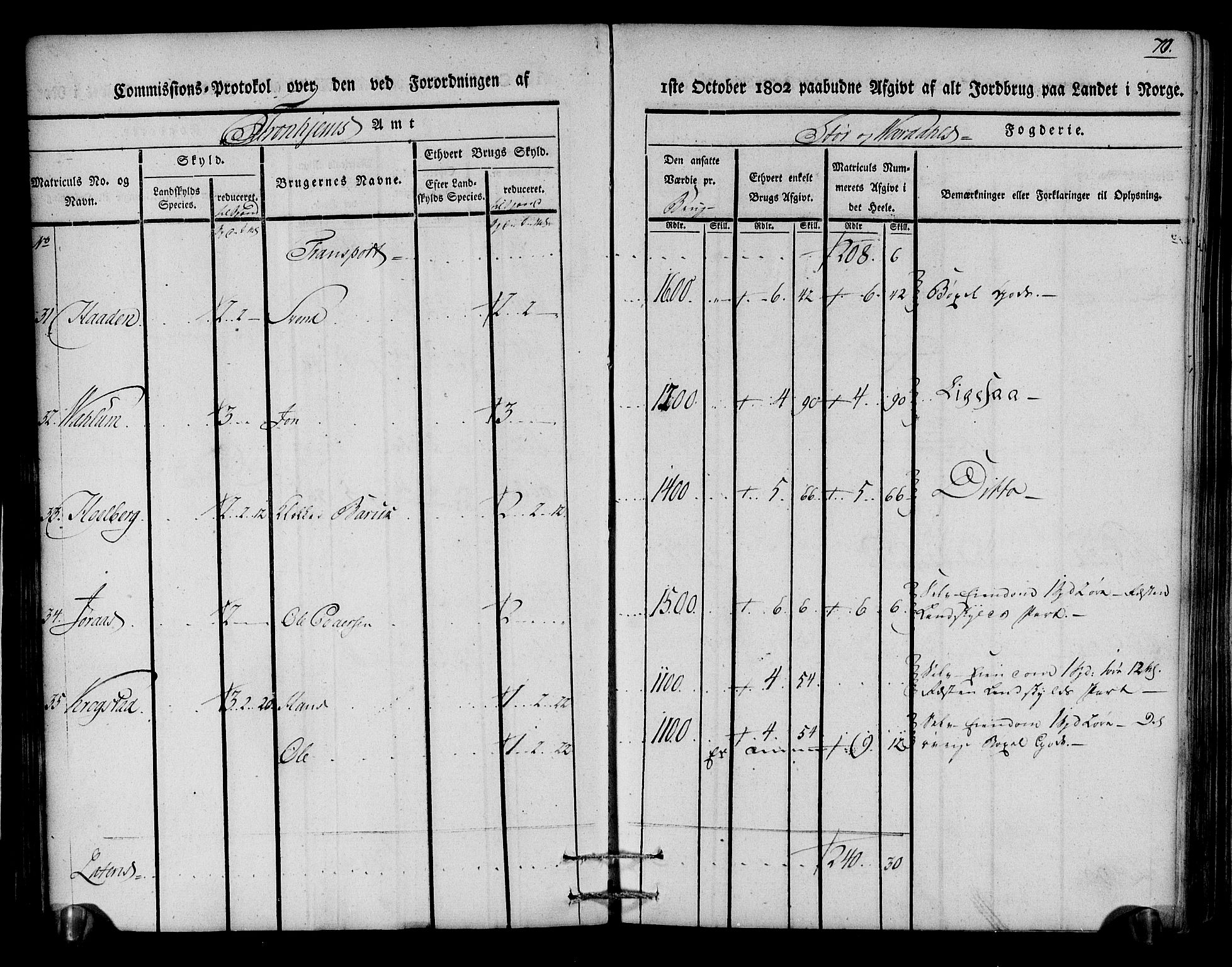 Rentekammeret inntil 1814, Realistisk ordnet avdeling, AV/RA-EA-4070/N/Ne/Nea/L0148: Stjørdal og Verdal fogderi. Kommisjonsprotokoll, 1803, p. 71