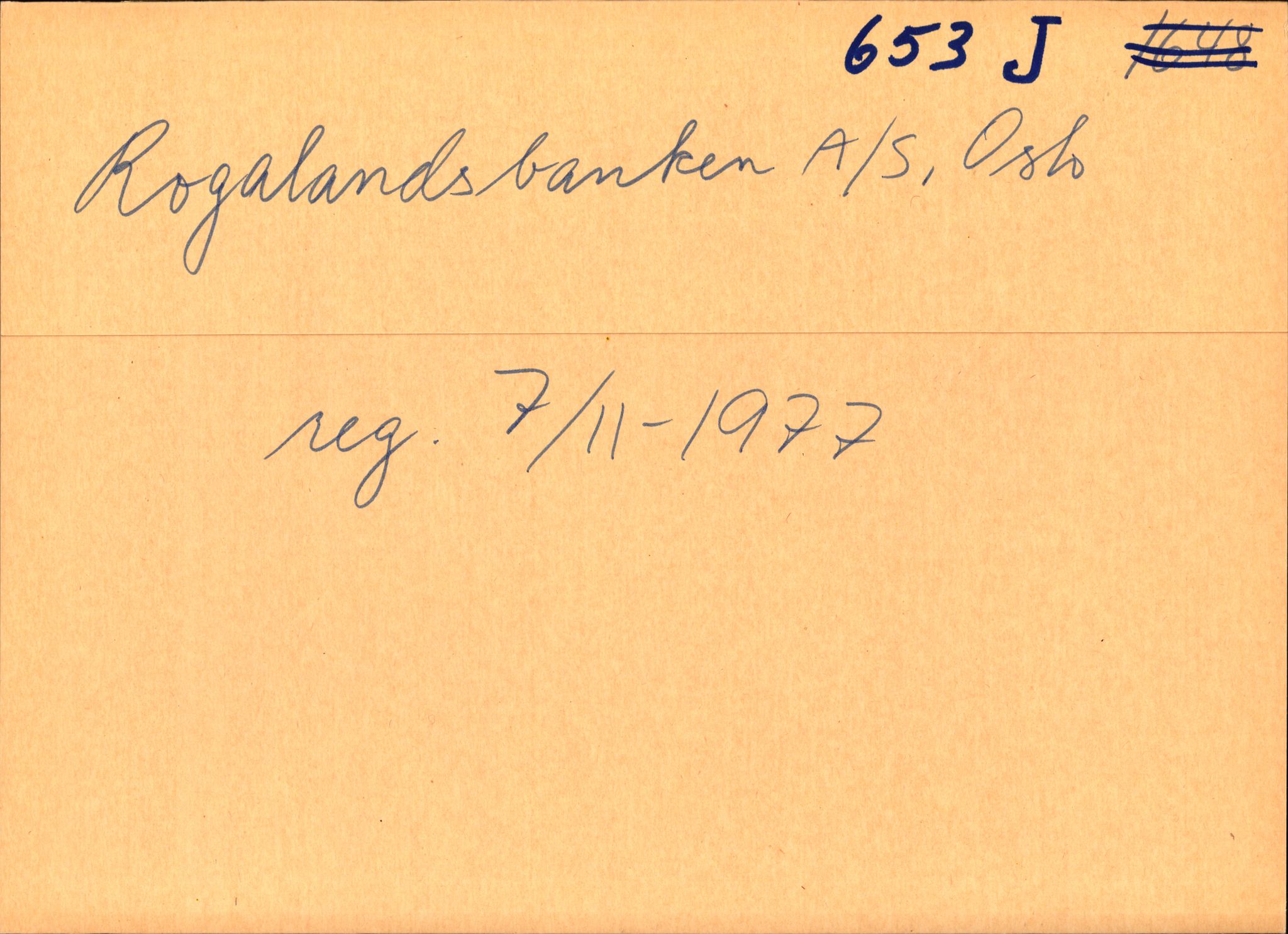 Stavanger byfogd, SAST/A-101408/002/J/Jd/Jde/L0050: Registreringsmeldinger og bilag. Aksjeselskap, 653 J-693, 1918-1982, p. 1